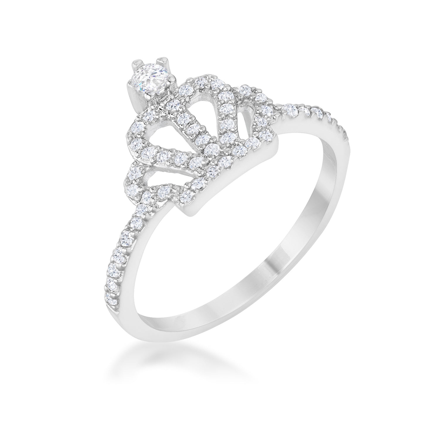 Elina 0.36ct CZ Rhodium Simple Crown Ring