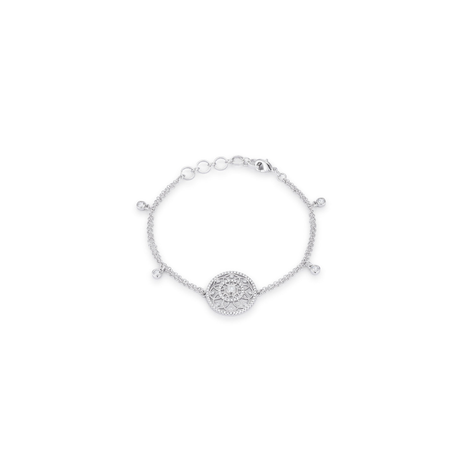 Bracelet rhodium .5 CT avec cercles entrelacés et CZ