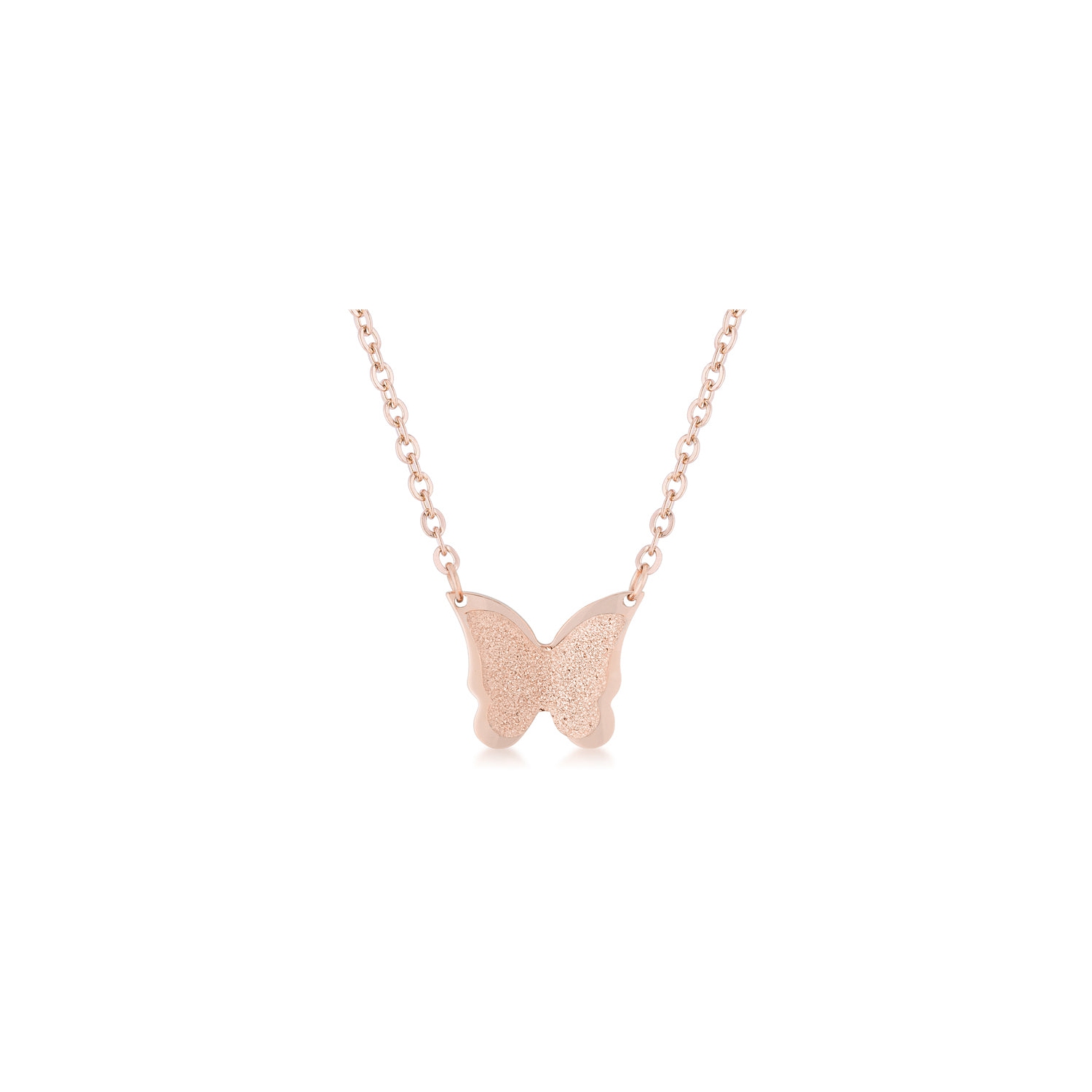Breanne Rose Gold Stainless Steel Rose Gold Butterfly Necklace