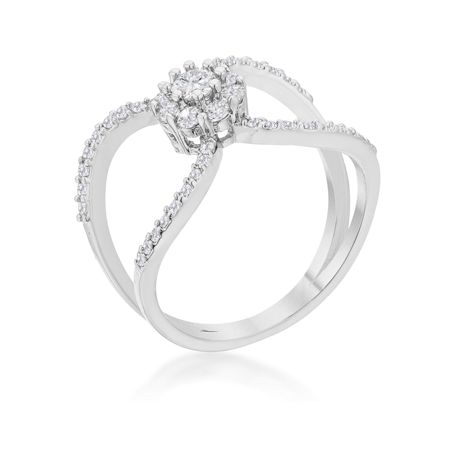 Joyce 0.4ct CZ Rhodium Delicate Floral Wrap Ring