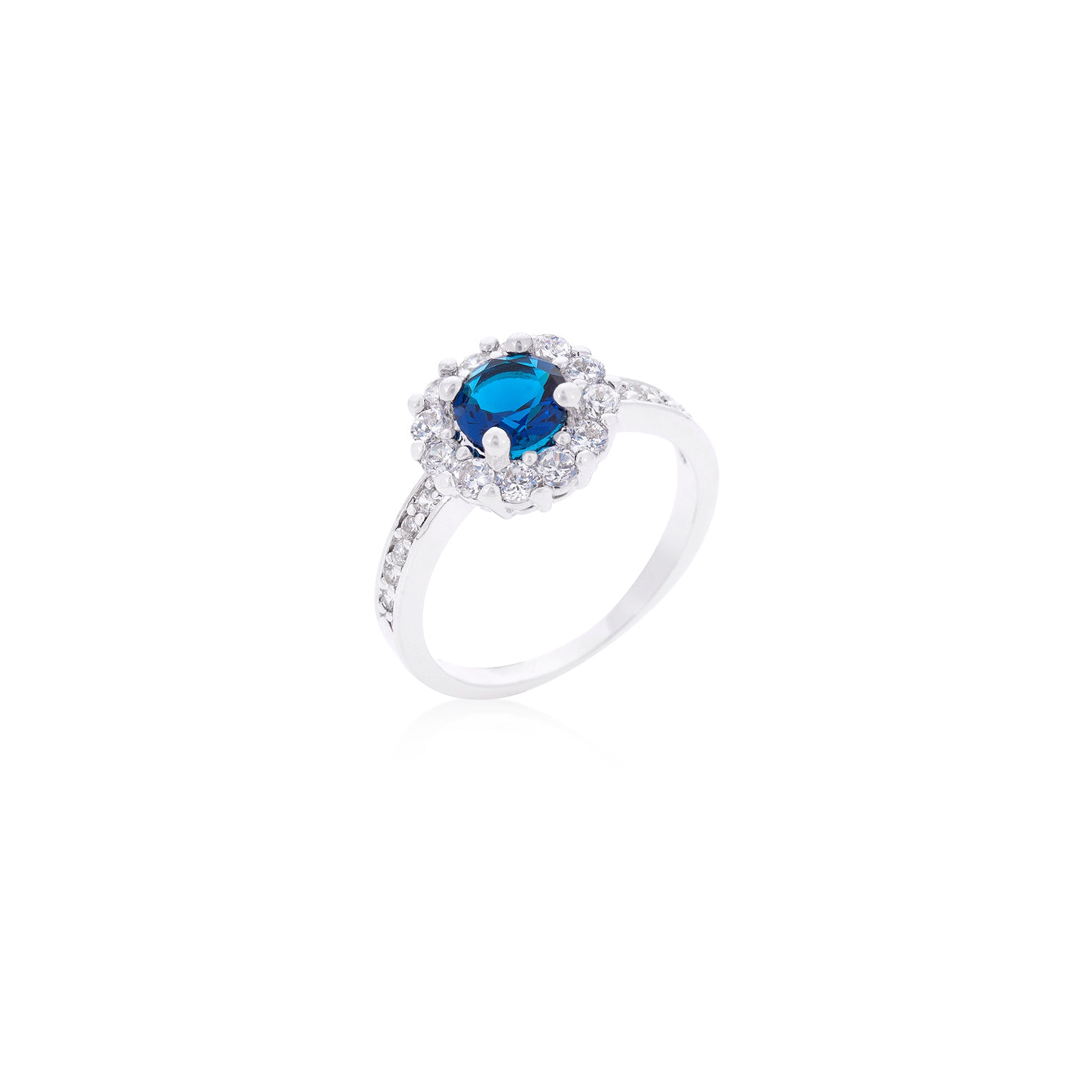 Sapphire Blue Halo Engagement Ring