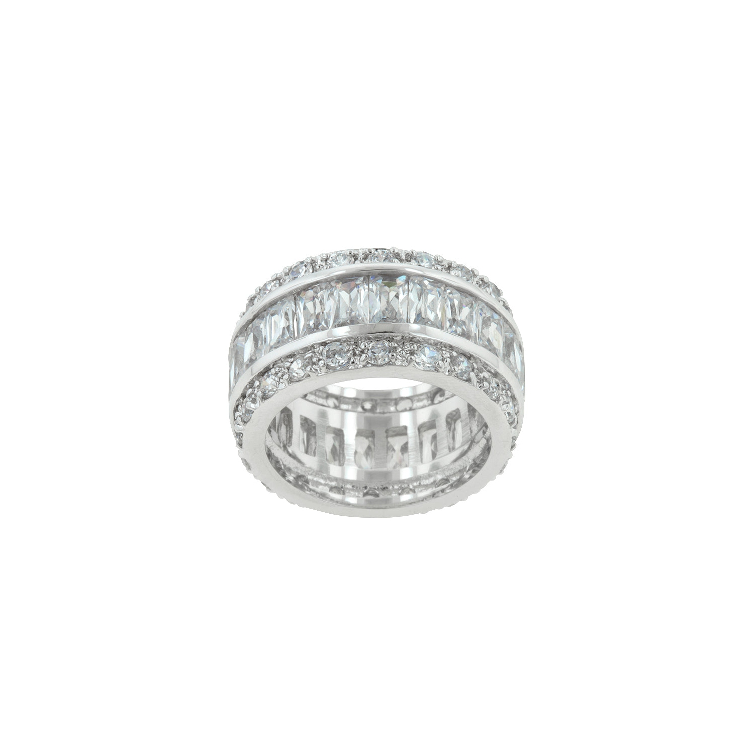 Triple Row White Zircon Eternity Ring
