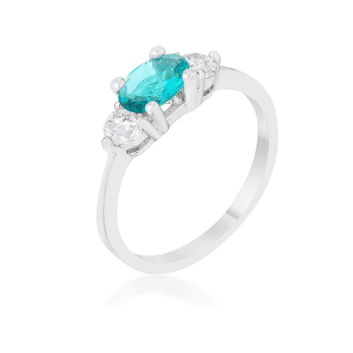 Mariah 1.2ct CZ Rhodium Aqua Simple Classic Ring