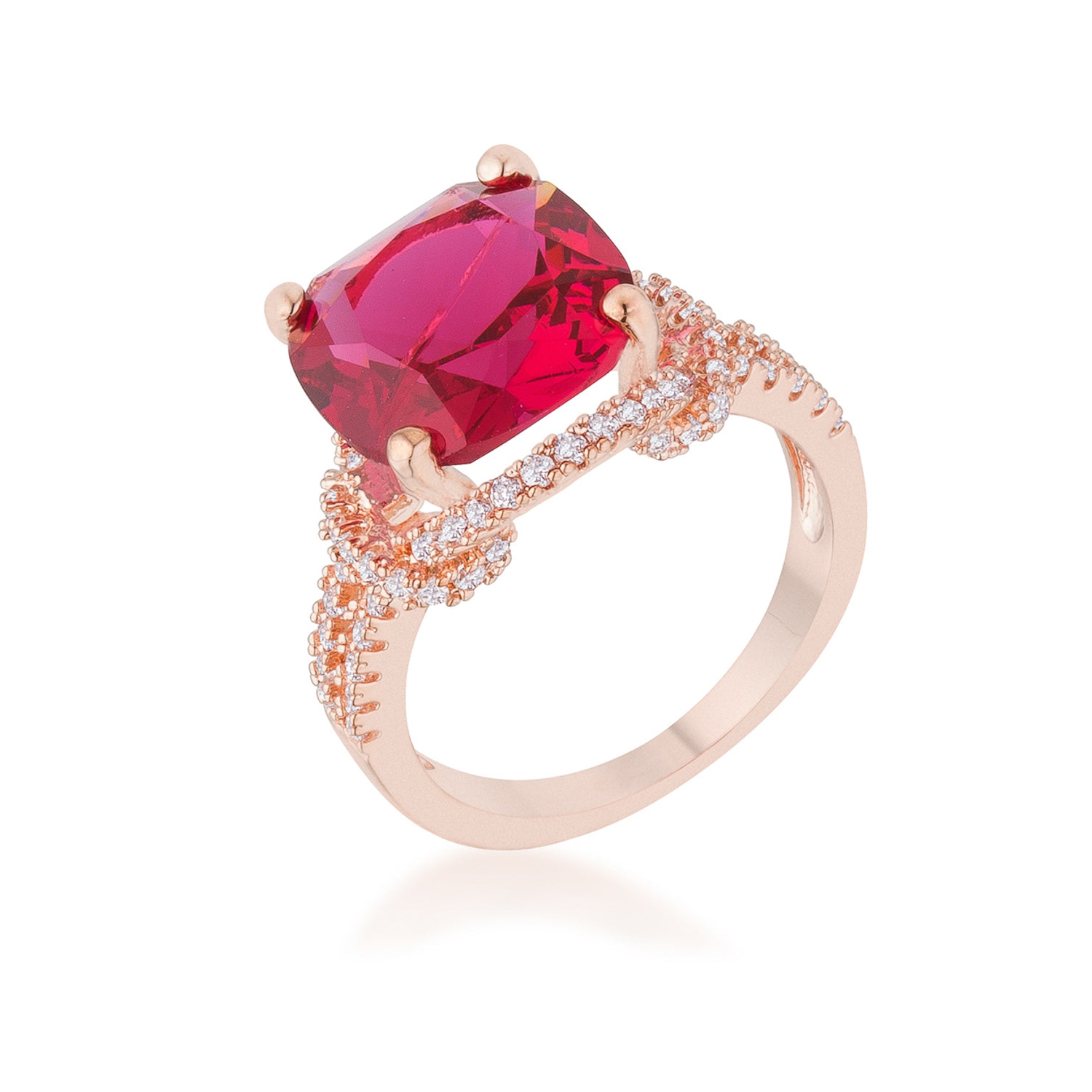Charlene 6.2ct Ruby CZ Rose Gold Classic Statement Ring