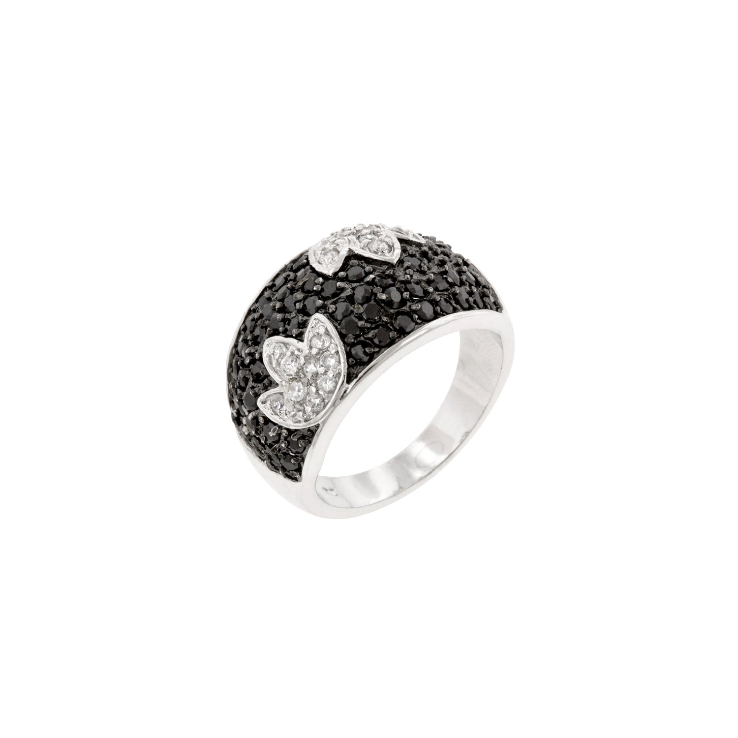 Bague tulipe noire et blanche