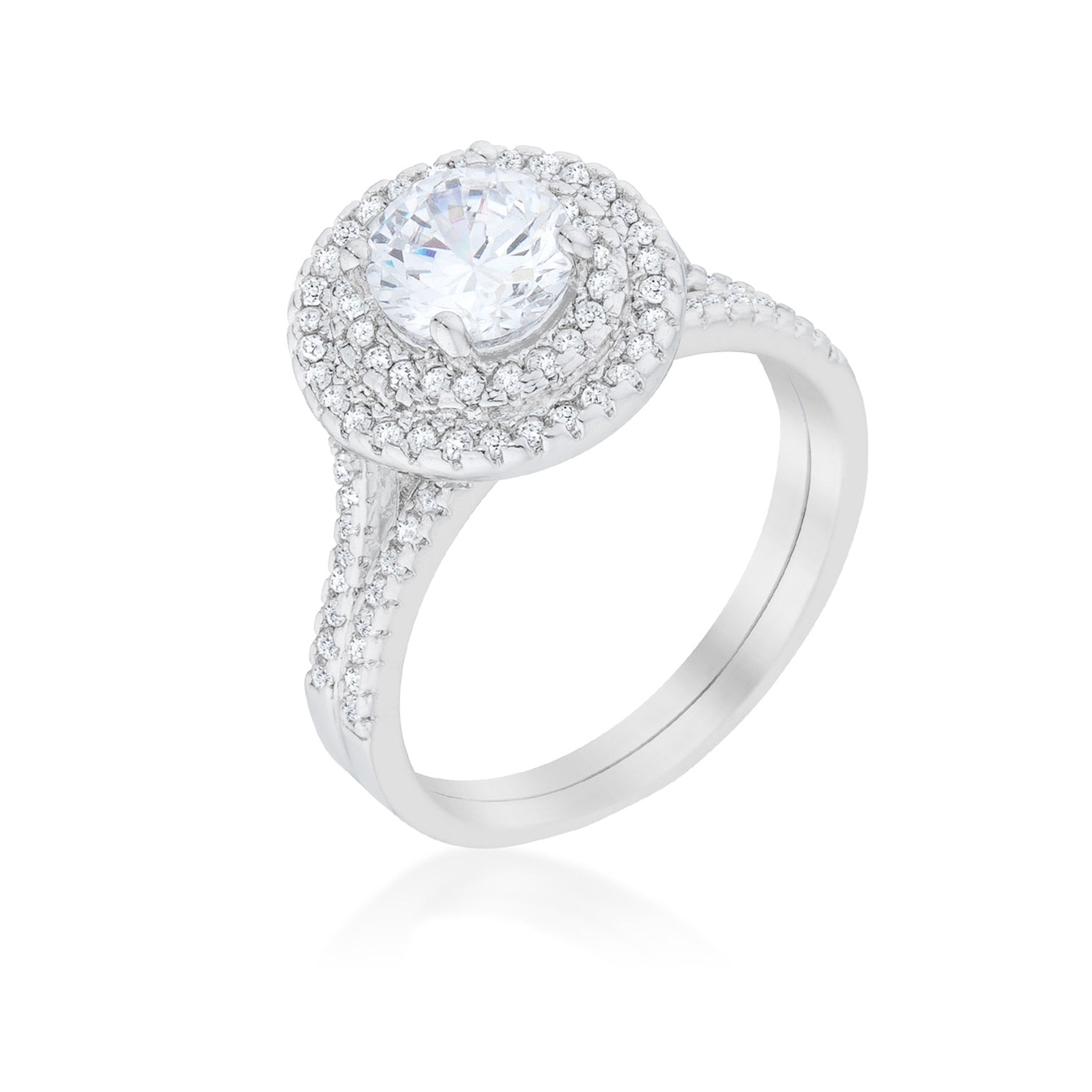 Pave Round Wedding Ring Set