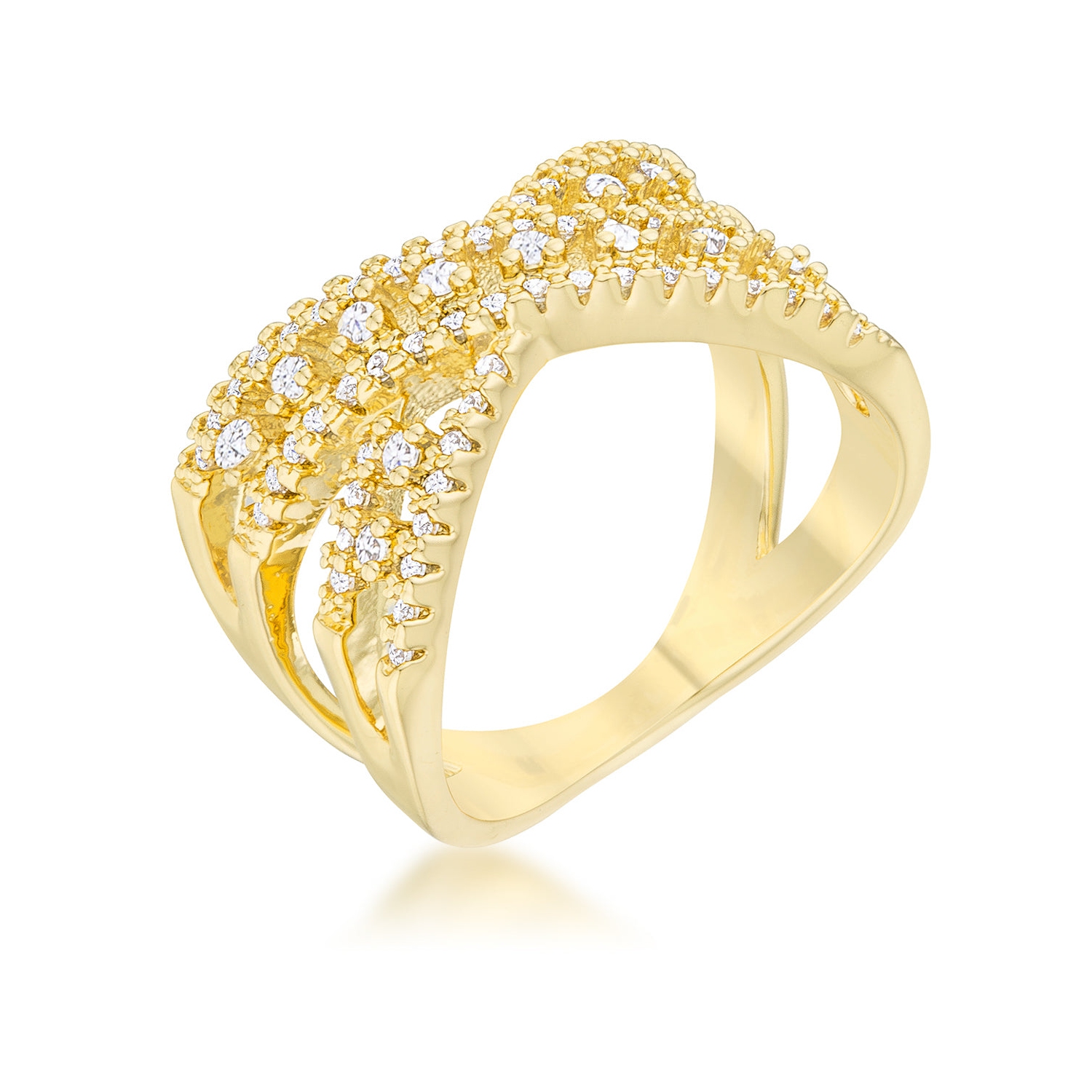 Bague classique en forme de croix en or 14k ct avec zircons cubiques, Sandy 0,37ct