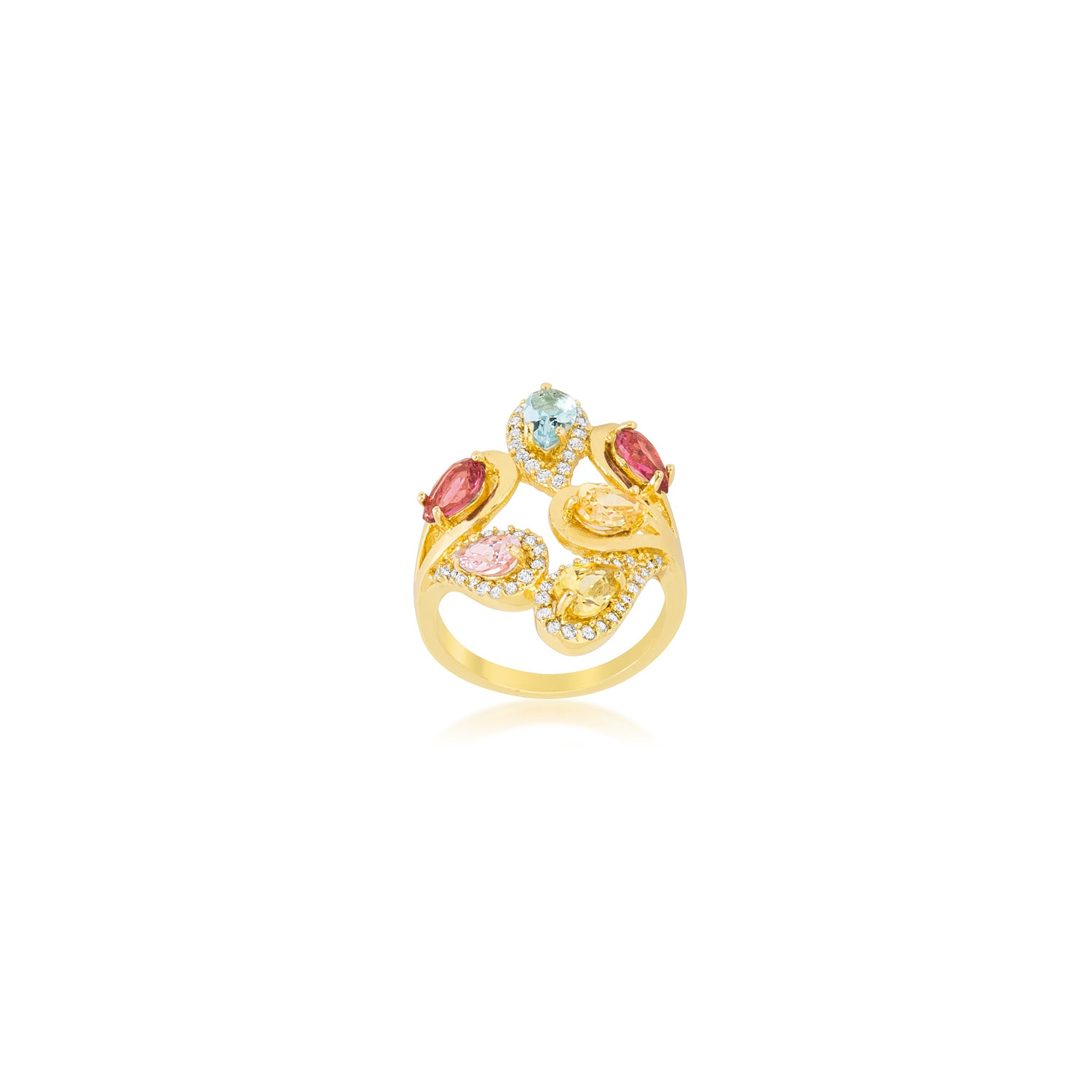 Bague cocktail multicolore