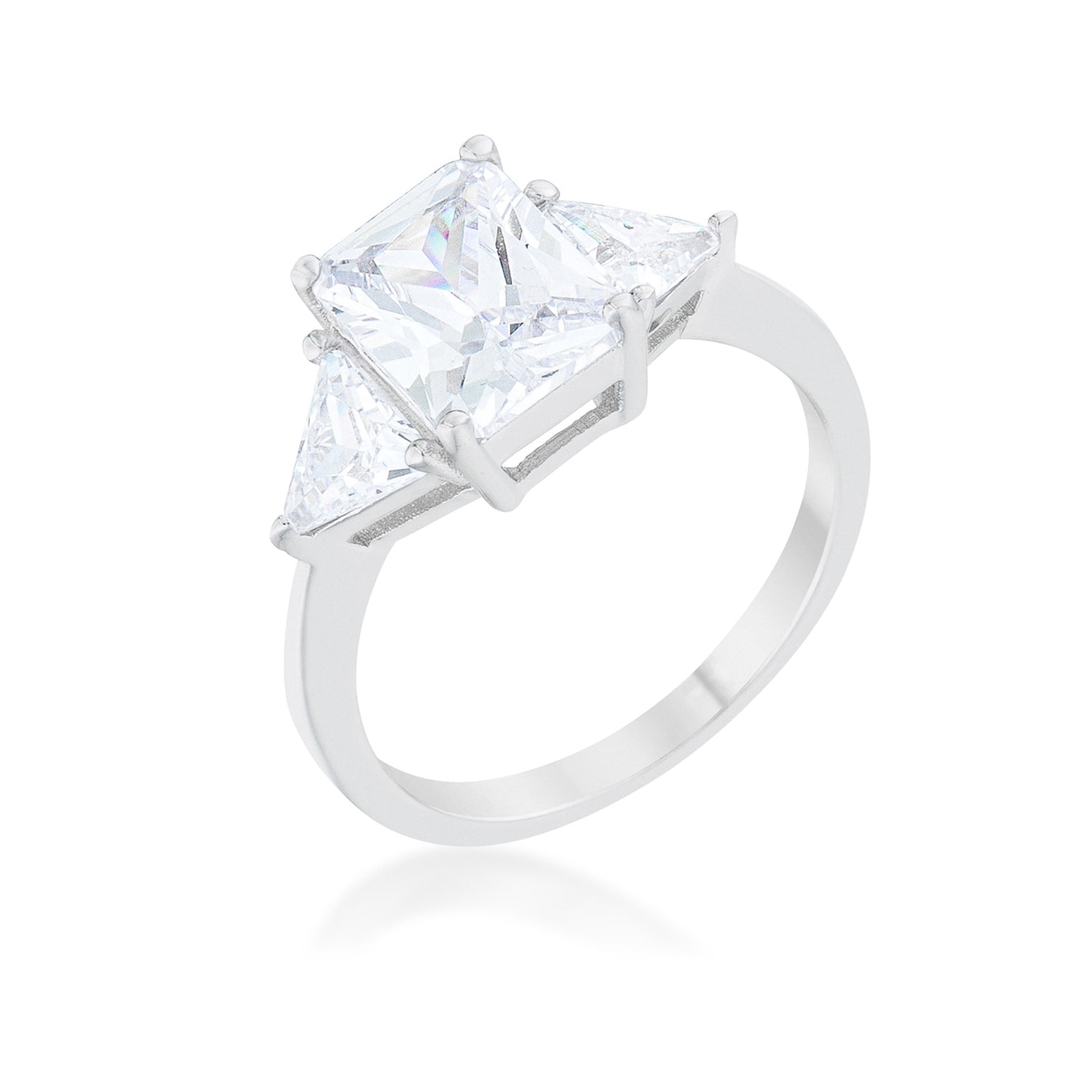 Classic Clear Sterling Silver Engagement Ring