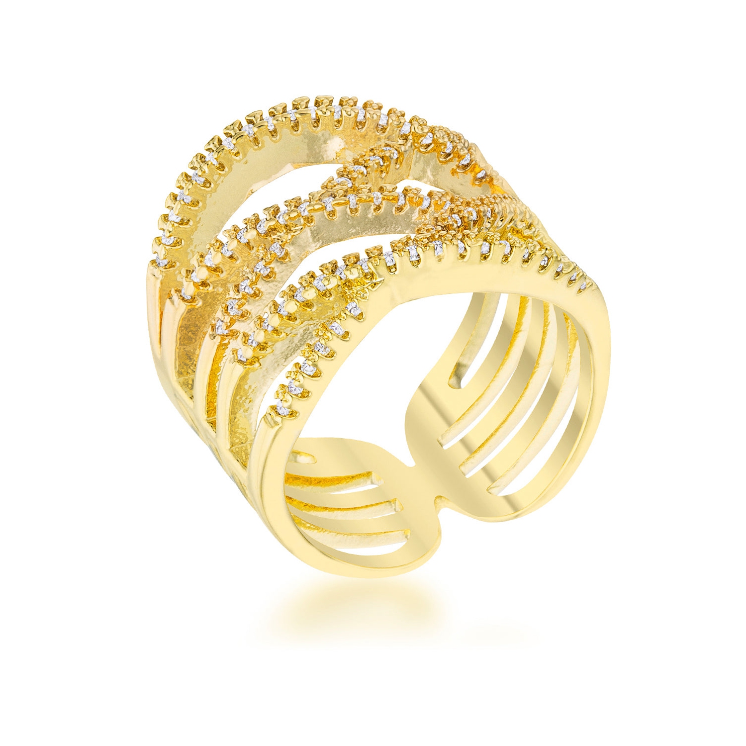 Mandy 0.6ct CZ 14k Gold Contemporary Wide Ring