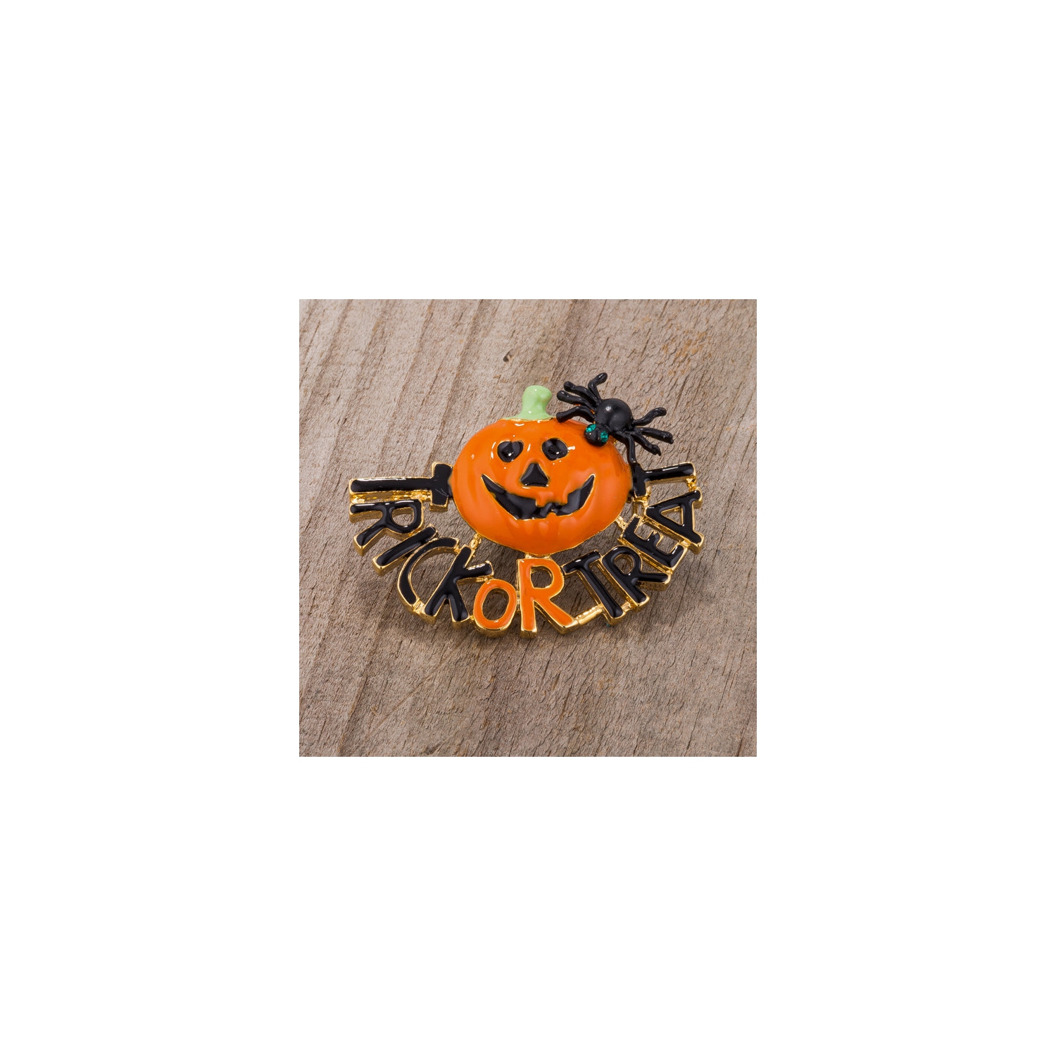 Broche-lanterne avec cristaux Jack-O'-Lantern