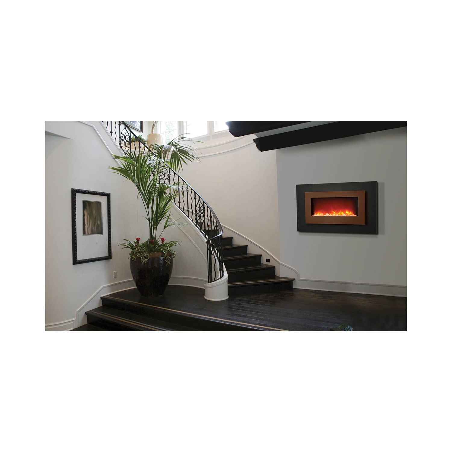 Sierra Flame WM-FML-40-OOB-1 – 40″ - remis à neuf - foyer électrique avec cadre et recouvrement en acier noir