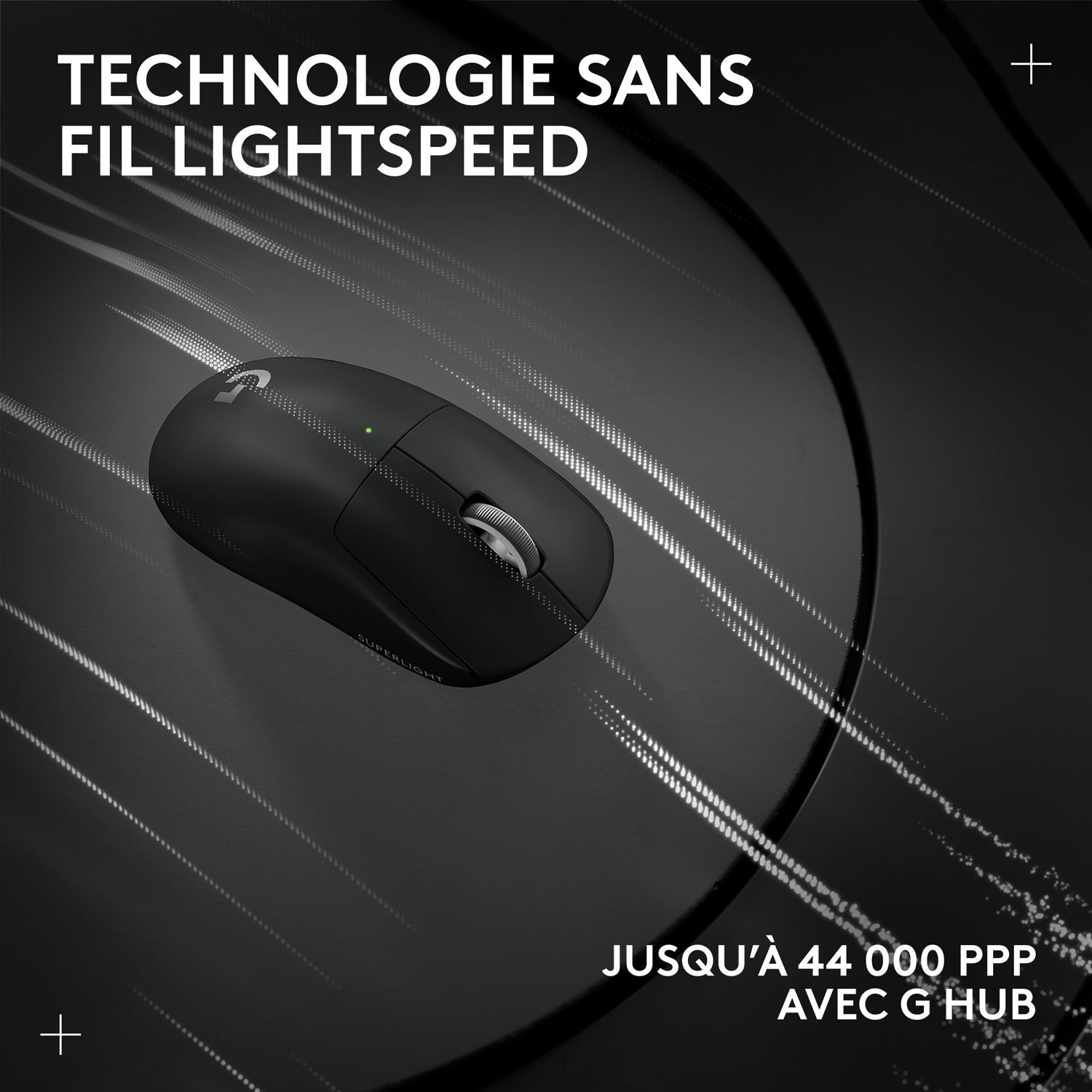 Souris de jeu sans fil à capteur HERO 2 calibre professionnel 60 g de 44 000 ppp taux d'interrogation 8 kHz G PRO X Superlight 2 de Logitech - Noir