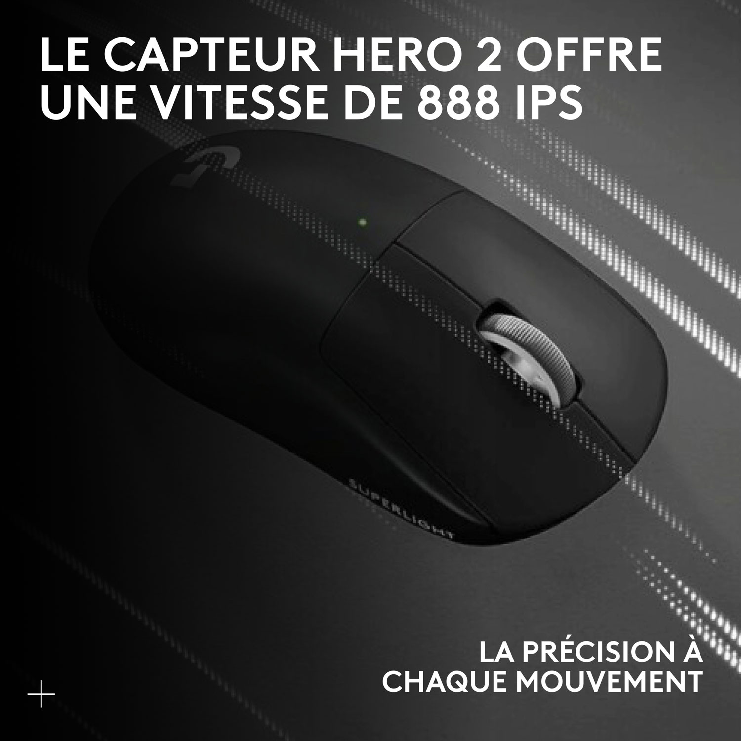 Souris de jeu sans fil à capteur HERO 2 calibre professionnel 60 g de 44 000 ppp taux d'interrogation 8 kHz G PRO X Superlight 2 de Logitech - Noir