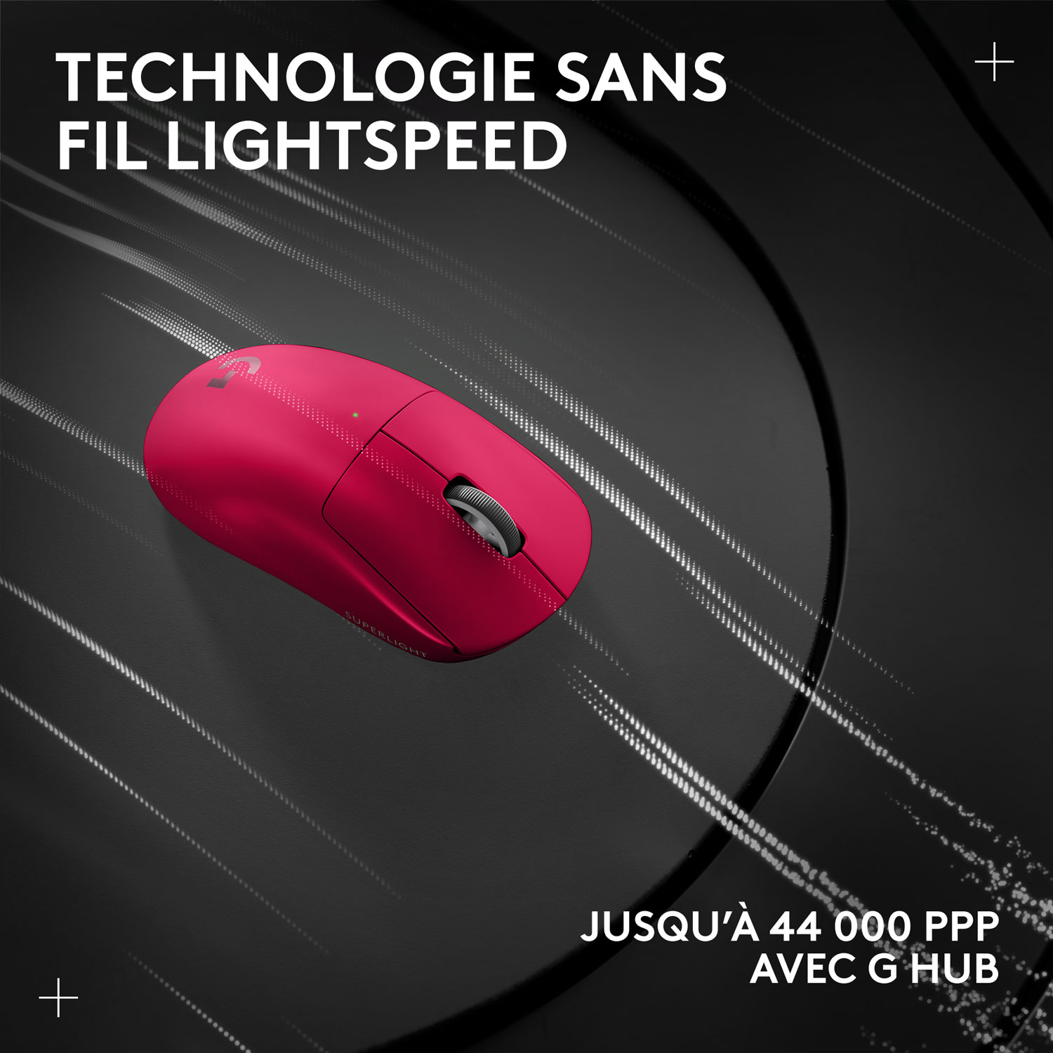 Souris sans fil à capteur HERO 2 calibre professionnel 60 g de 44 000 ppp taux d'interrogation 8 kHz G PRO X Superlight 2 de Logitech - Magenta -