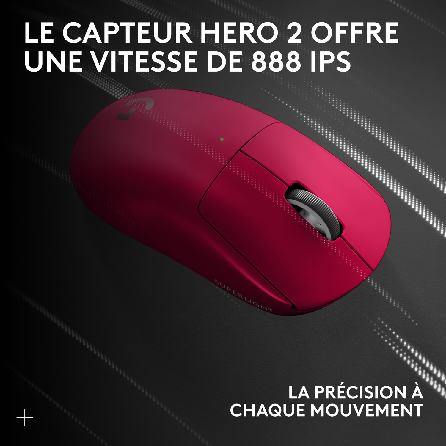 Souris sans fil à capteur HERO 2 calibre professionnel 60 g de 44 000 ppp taux d'interrogation 8 kHz G PRO X Superlight 2 de Logitech - Magenta -