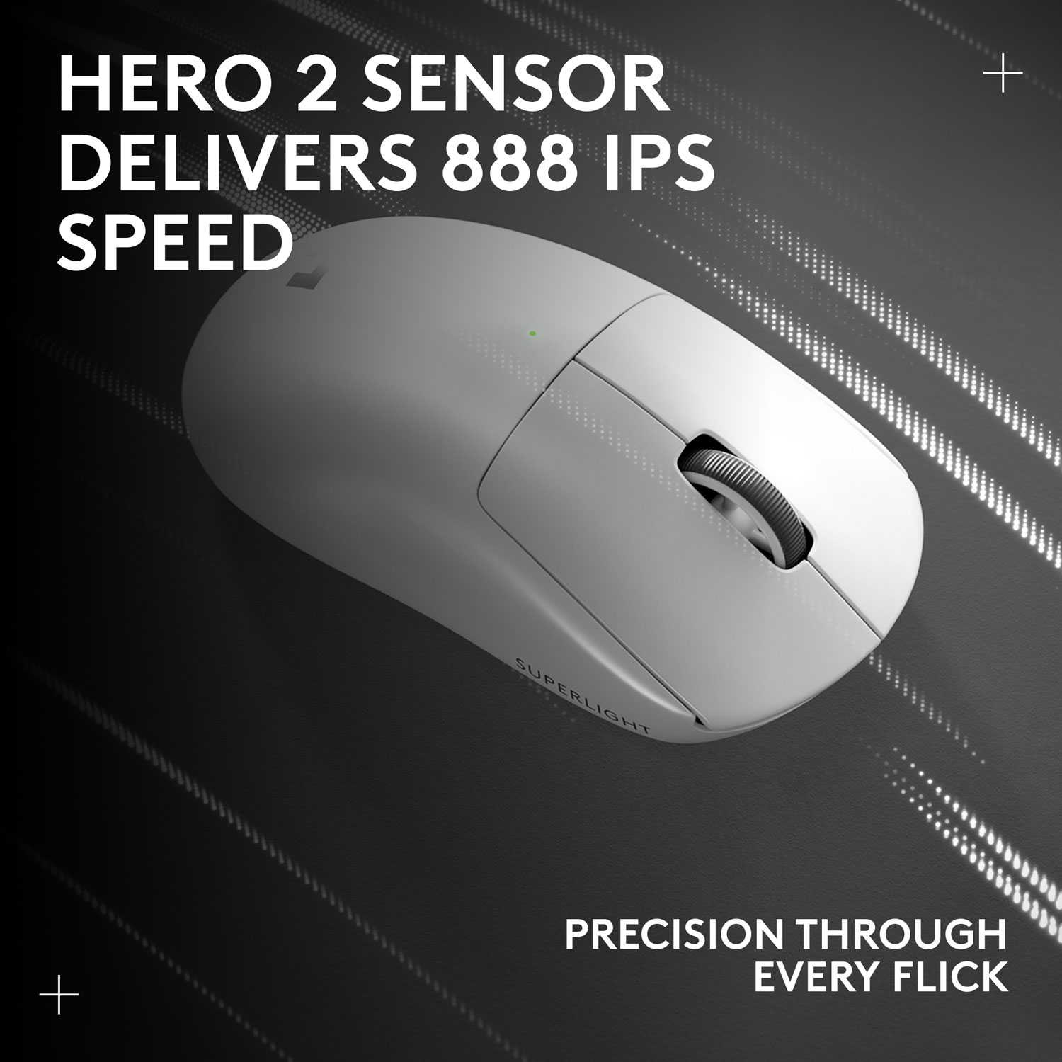 Souris de jeu sans fil à capteur HERO 2 calibre professionnel 60 g de 44 000 ppp taux d'interrogation 8 kHz G PRO X Superlight 2 de Logitech - Blanc