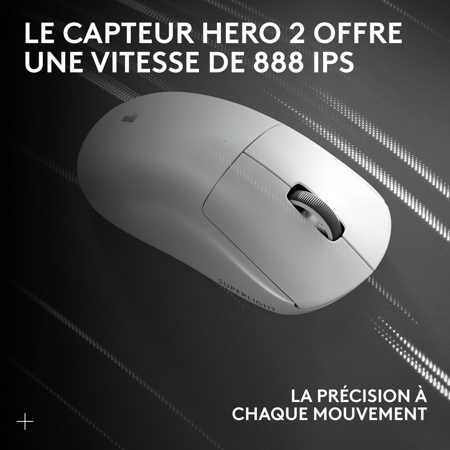 Souris de jeu sans fil à capteur HERO 2 calibre professionnel 60 g de 44 000 ppp taux d'interrogation 8 kHz G PRO X Superlight 2 de Logitech - Blanc