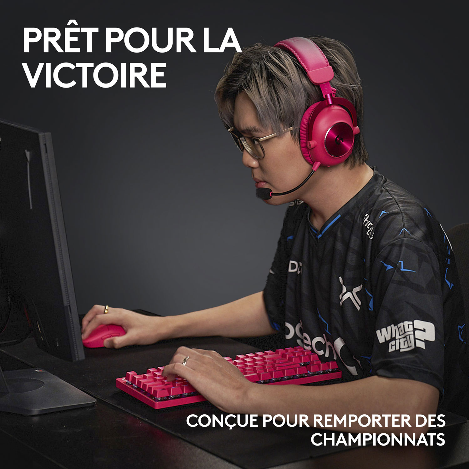 Clavier de jeu mécanique rétroéclairé Bluetooth à touches tactiles sans pavé numérique G PRO X LIGHTSPEED de Logitech - Magenta - Anglais -