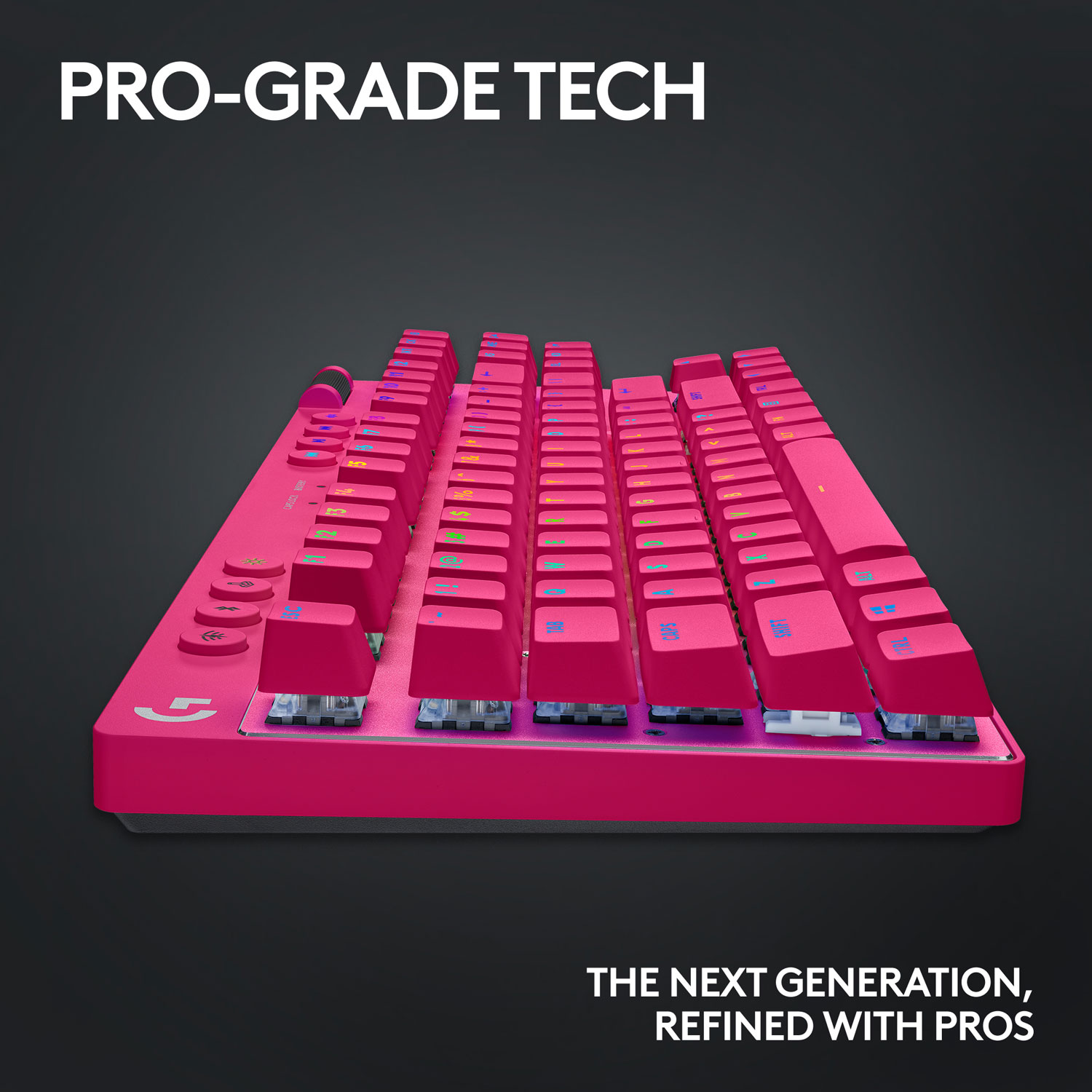 Clavier de jeu mécanique rétroéclairé Bluetooth à touches tactiles sans pavé numérique G PRO X LIGHTSPEED de Logitech - Magenta - Anglais -