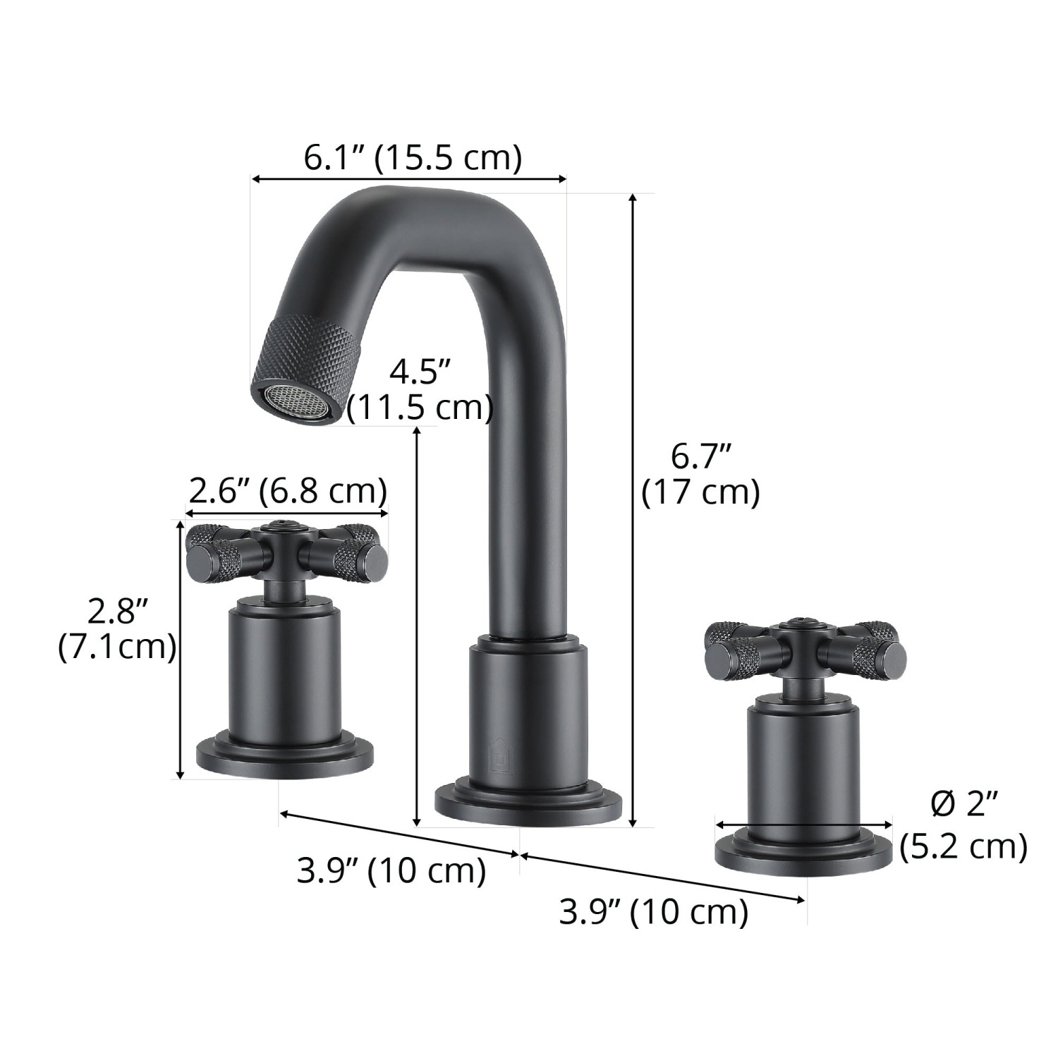 Ancona Uomo Widespread Cross Handle 3-Hole Bathroom Faucet in Matte Black