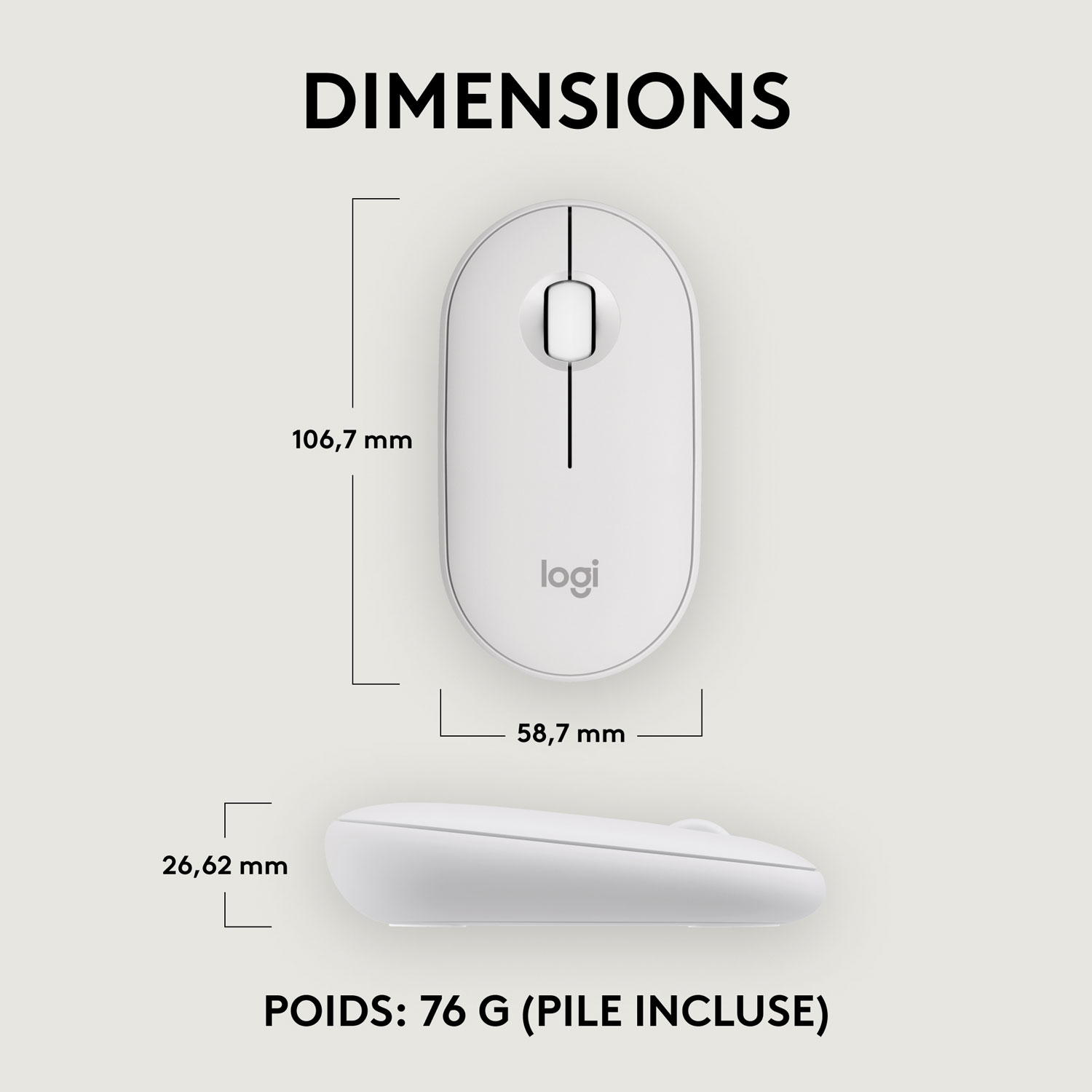 Logitech Pebble 2 M350s 4000 DPI Bluetooth Optical Mouse - Tonal White