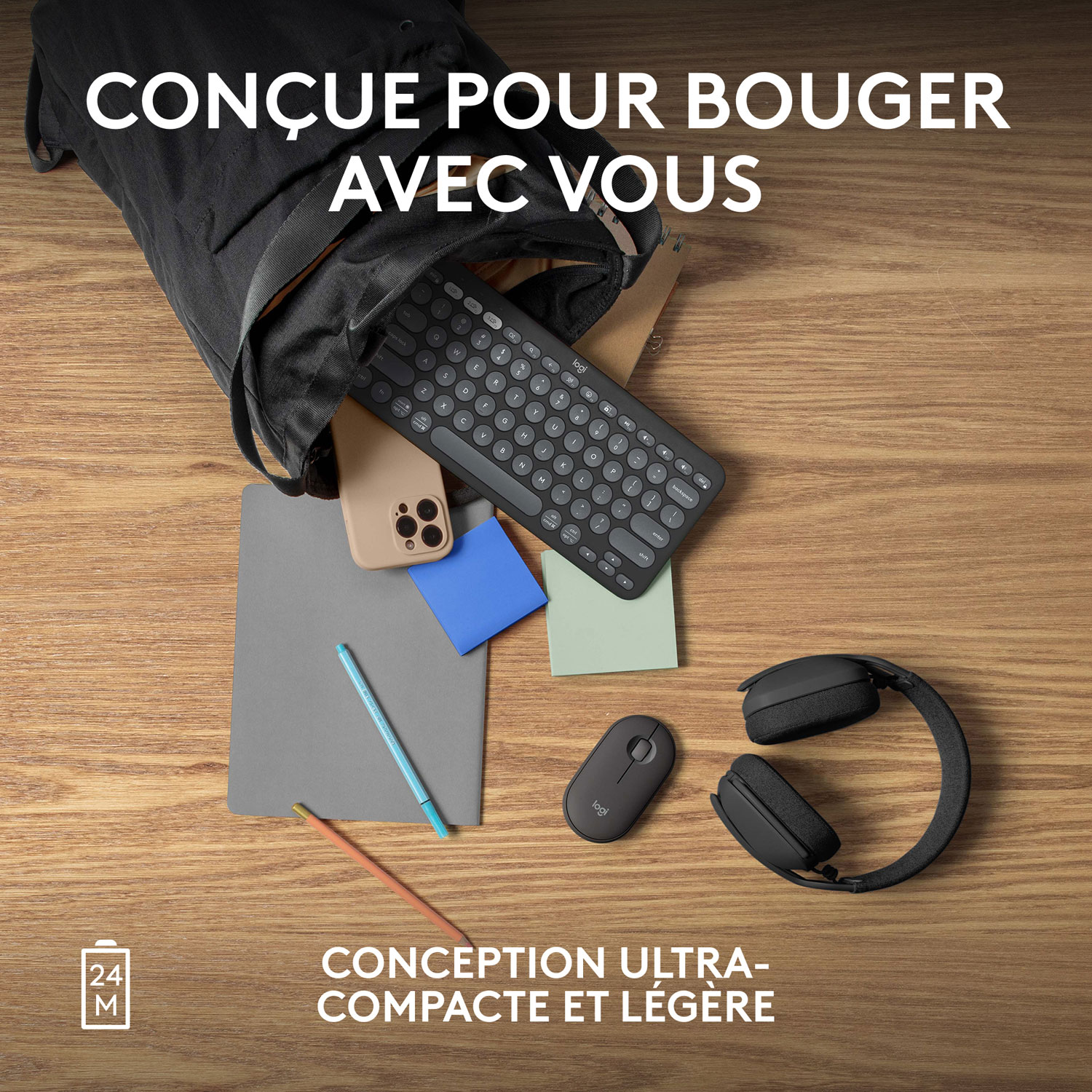 Souris optique Bluetooth de 4000 ppp Pebble 2 M350s de Logitech - Graphite tonal