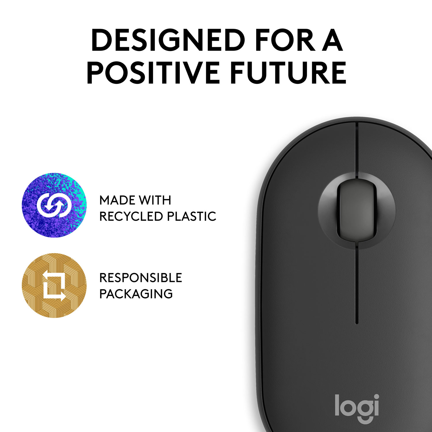 Souris optique Bluetooth de 4000 ppp Pebble 2 M350s de Logitech - Graphite tonal