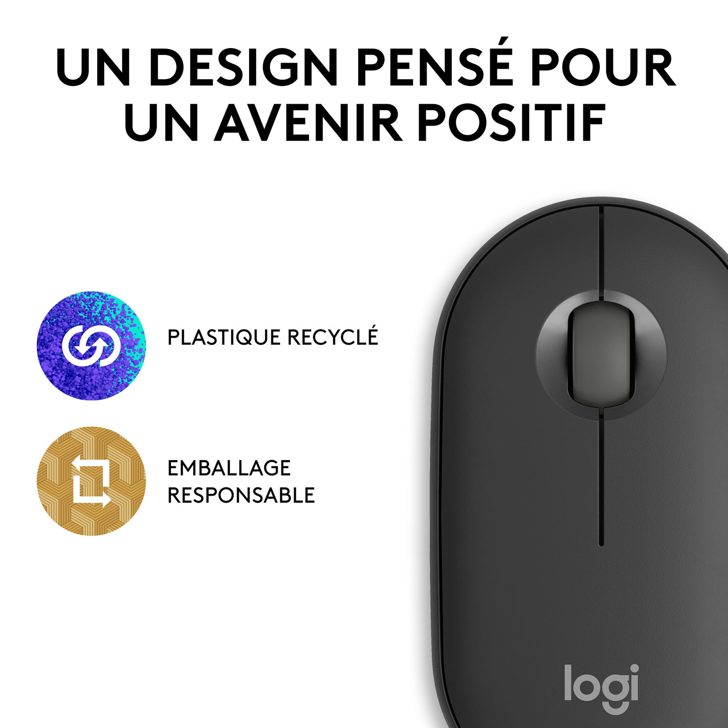 Souris optique Bluetooth de 4000 ppp Pebble 2 M350s de Logitech - Graphite tonal