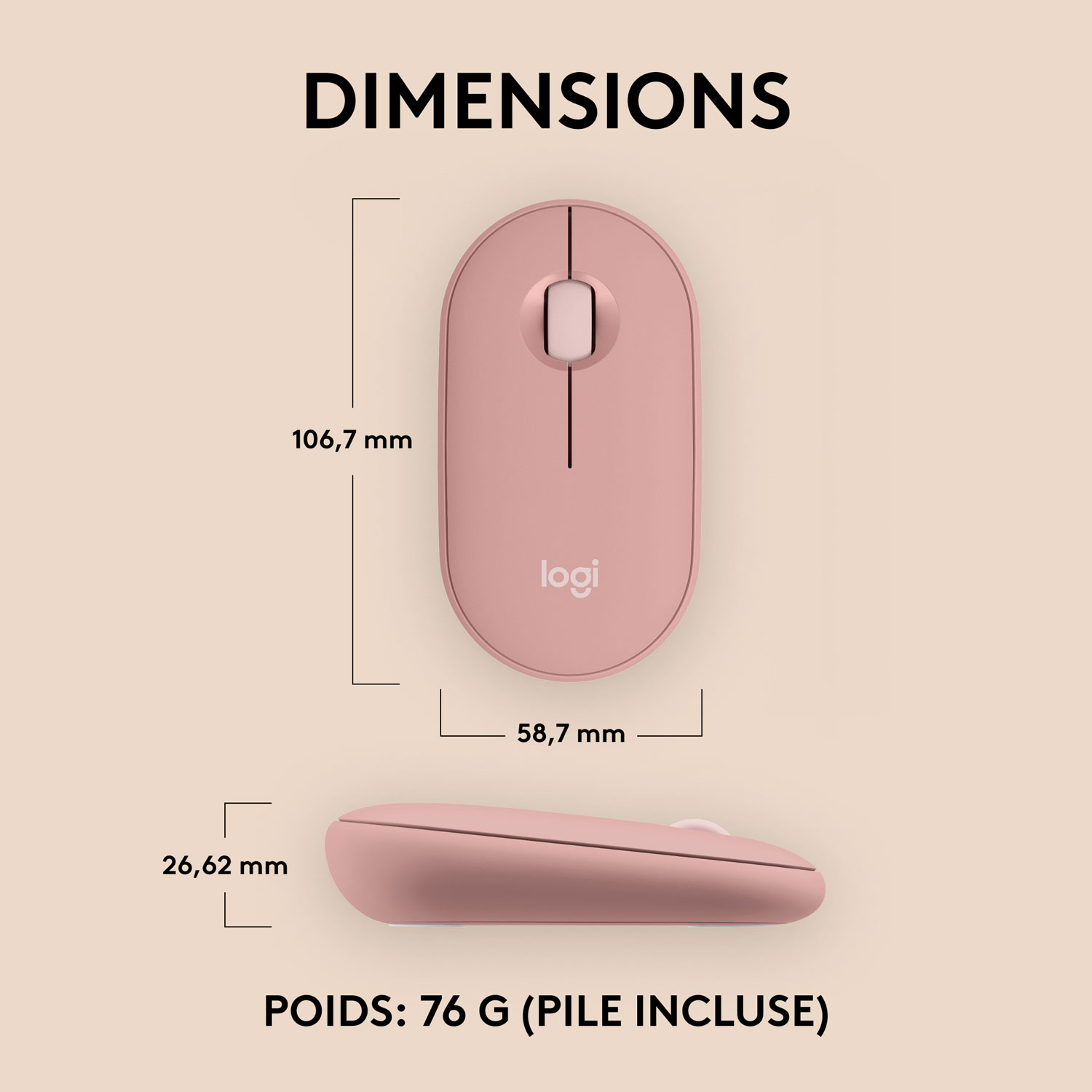 Logitech Pebble 2 M350s 4000 DPI Bluetooth Optical Mouse - Tonal Rose