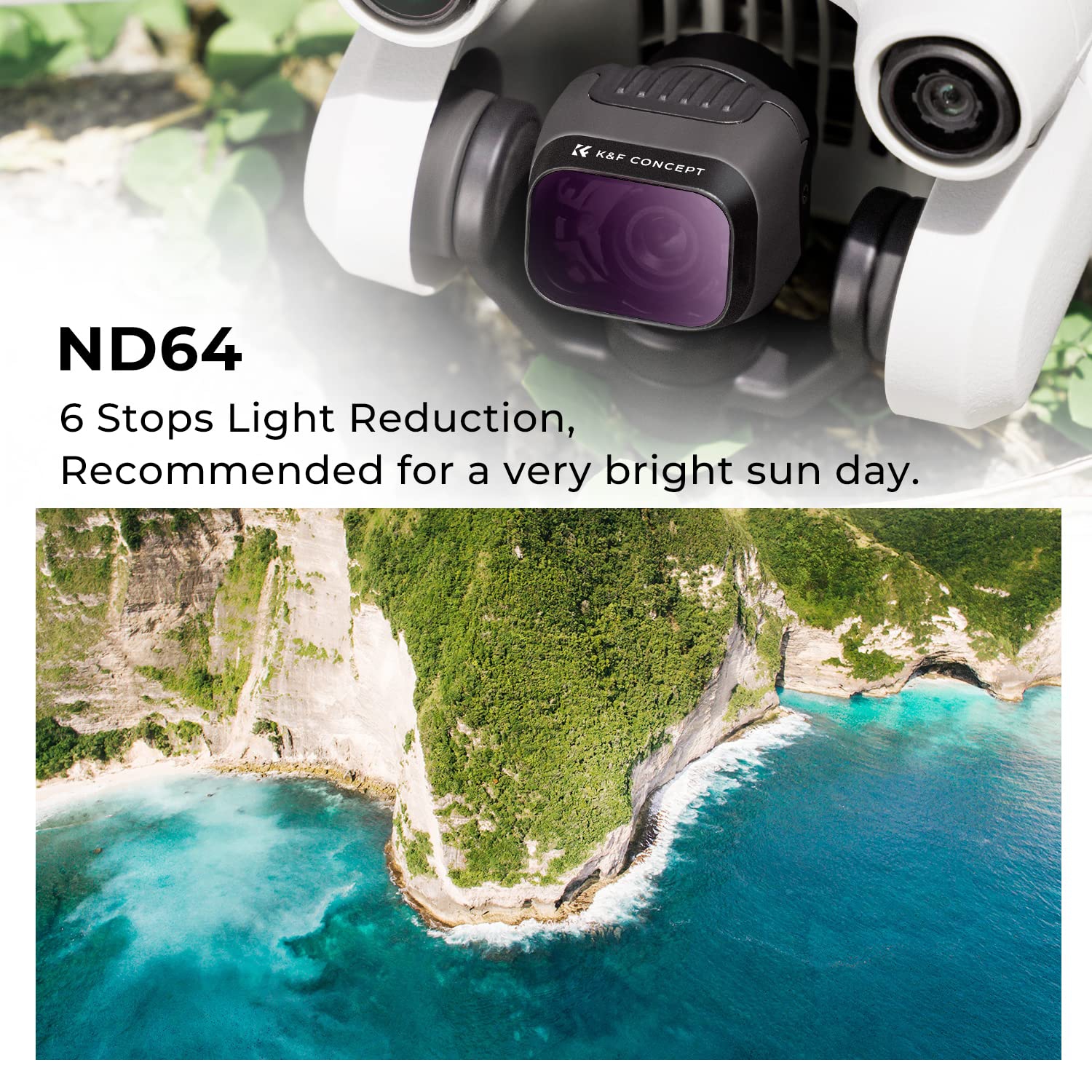 Concept ND64 Filtre compatible avec le Mini 3 Pro/Mini 3 de DJI, filtres à densité neutre étanches pour objectif de caméra de drone