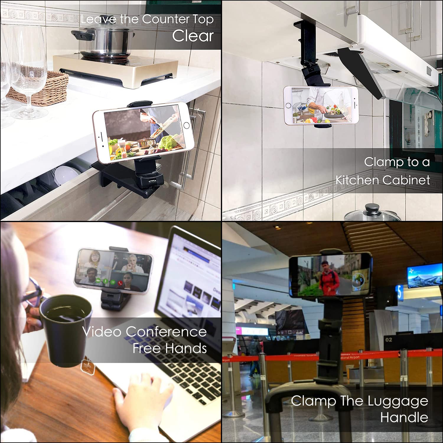 2 Pack Airplane Phone Holder Flight Stand Travel Essential Accessory Foldable Portable Phone Stand Desk Bed Compatible with iPhone 13 Pro Max