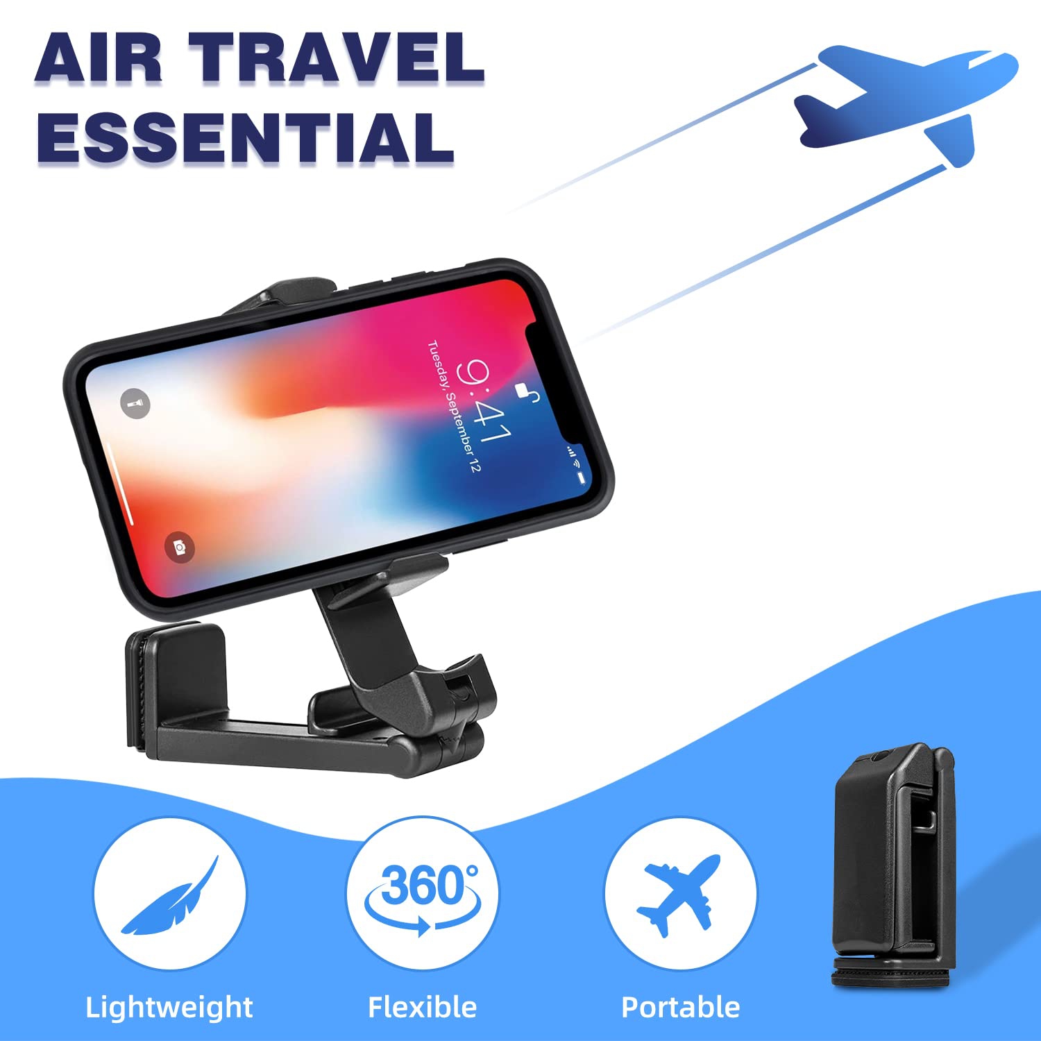 2 Pack Airplane Phone Holder Flight Stand Travel Essential Accessory Foldable Portable Phone Stand Desk Bed Compatible with iPhone 13 Pro Max