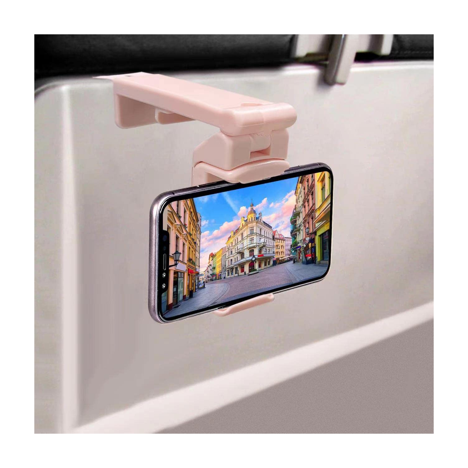 Pink Airplane Phone Holder Flight Stand Travel Essential Accessory Foldable Portable Phone Stand Desk Bed Compatible with iPhone 13 Pro Max Airplane