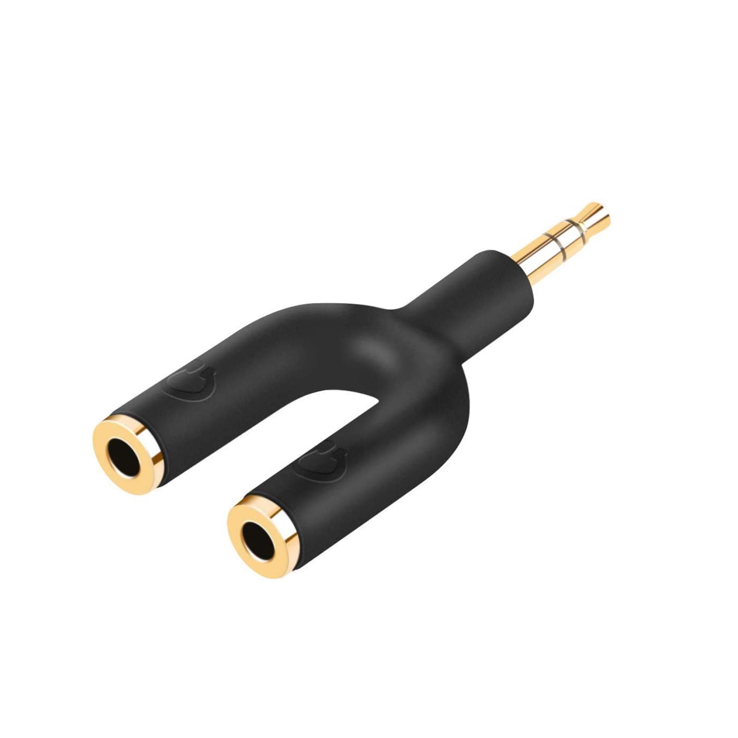 Headphone Splitter, 3.5mm Audio Splitter Adapter, Y Jack Splitter U Shape Connectors 3.5mm Male to 2 Female,Compatible with Headphone,Suitable for iPod,MP3 Players- 1 Pack/Black