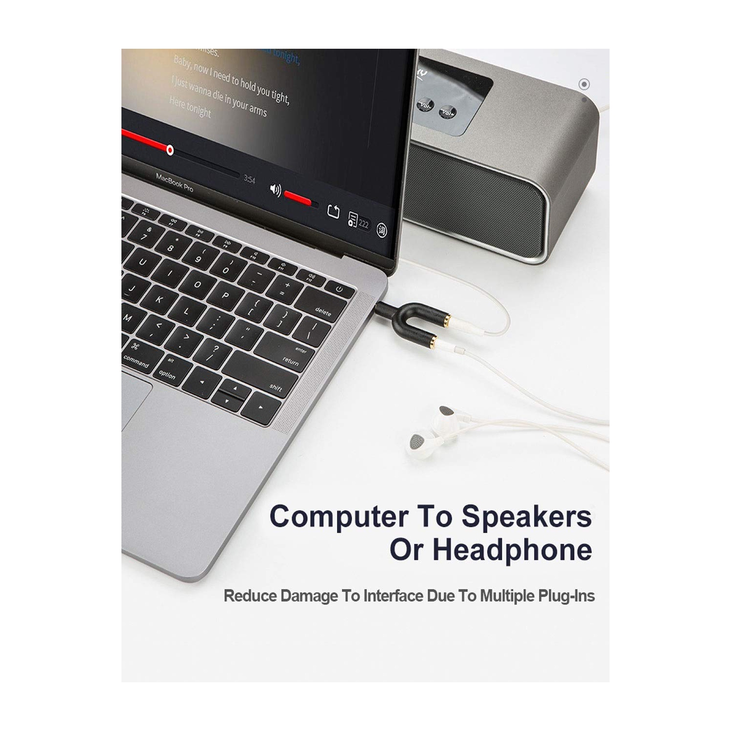 Headphone Splitter, 3.5mm Audio Splitter Adapter, Y Jack Splitter U Shape Connectors 3.5mm Male to 2 Female,Compatible with Headphone,Suitable for