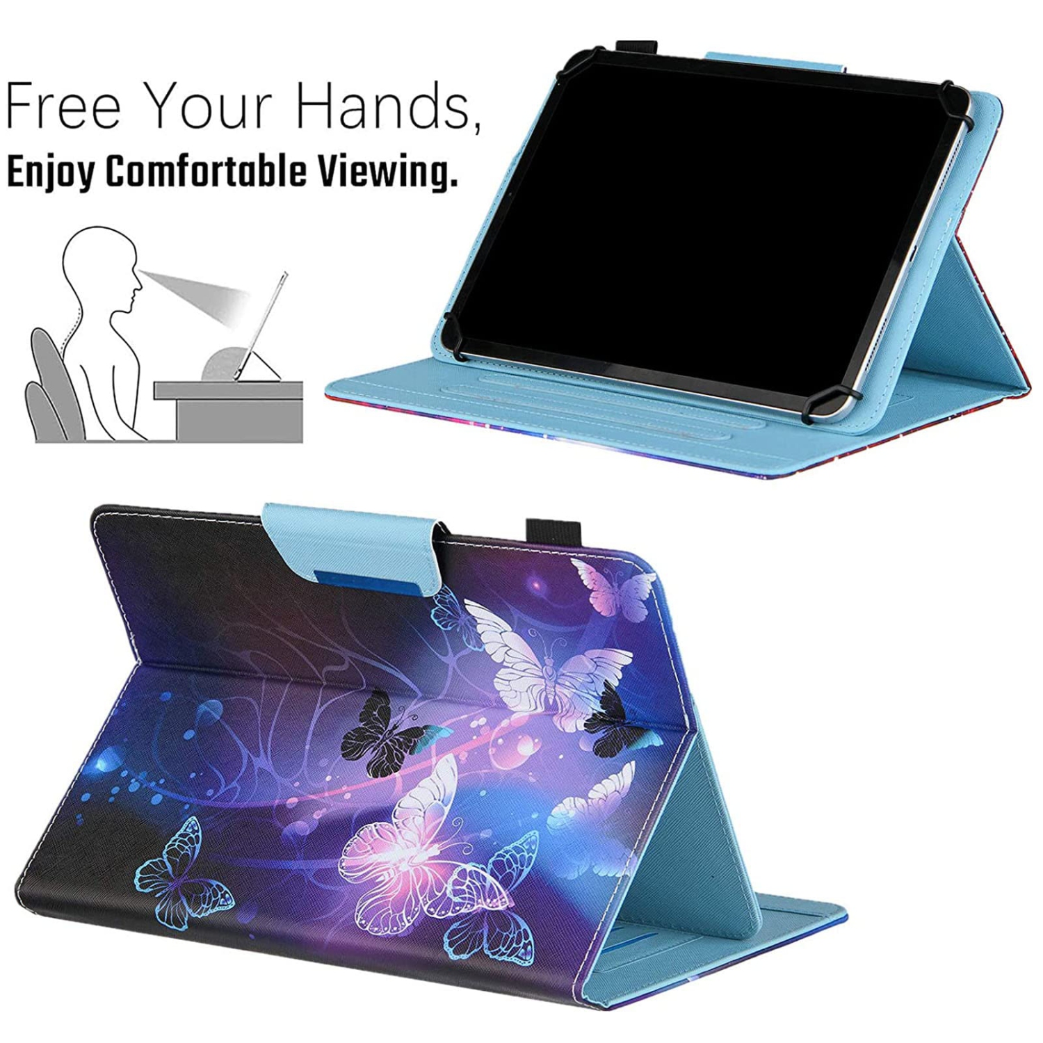 Universal 10 10.1 Inch Android Tablet Case, Universal Tablet Case Cover for 10 10.1 Inch Tablet, Dluggs PU Leather Stand Wallet Case for 9.5-10.5