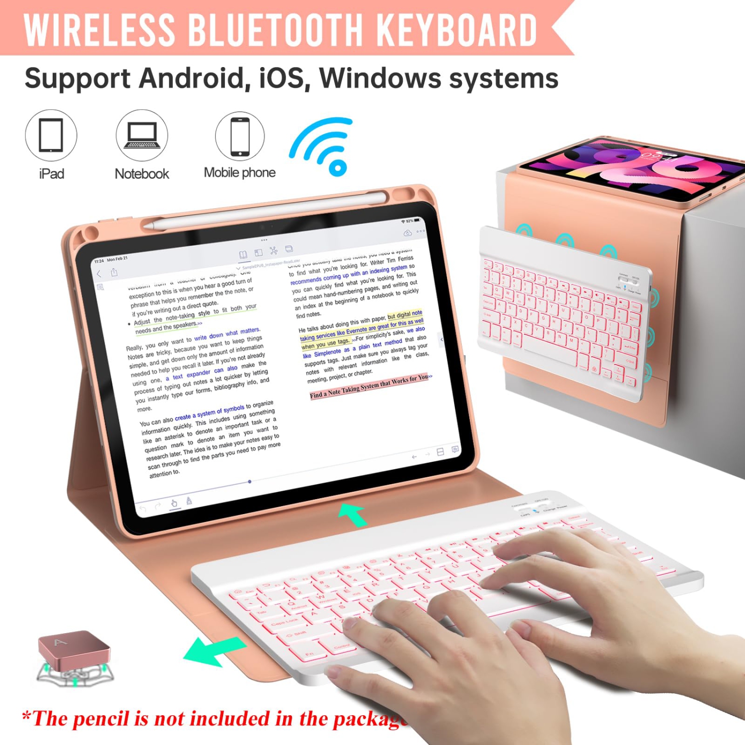 Étui-clavier iPad 10.9/11 Air 5th 4th génération, Pro 11 1st/2nd/3rd/4th, étui magnétique rotatif à 360° avec porte-stylet, clavier sans fil