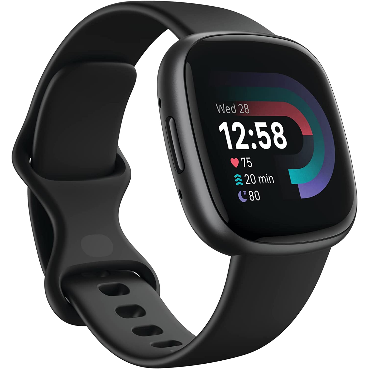 Refurbished Excellent - Fitbit Versa 4 Fitness Smartwatch- Black/Graphite