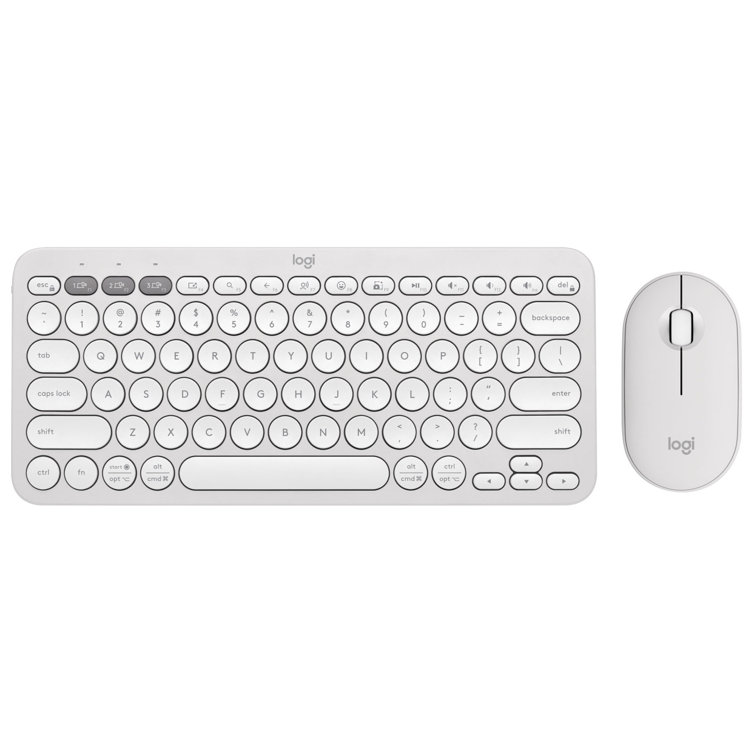 Logitech Pebble 2 Bluetooth Optical Ergonomic Keyboard & Mouse Combo - White