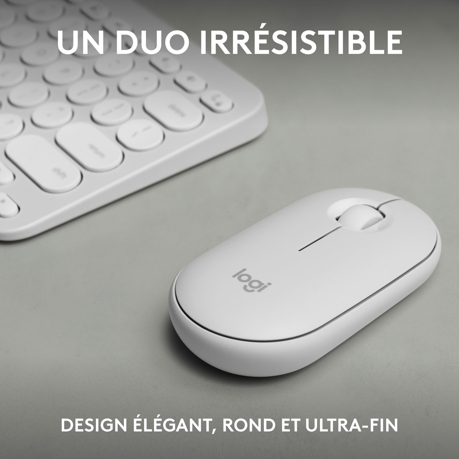 Ensemble avec souris optique et clavier ergonomique Bluetooth Pebble 2 de Logitech - Blanc - Anglais