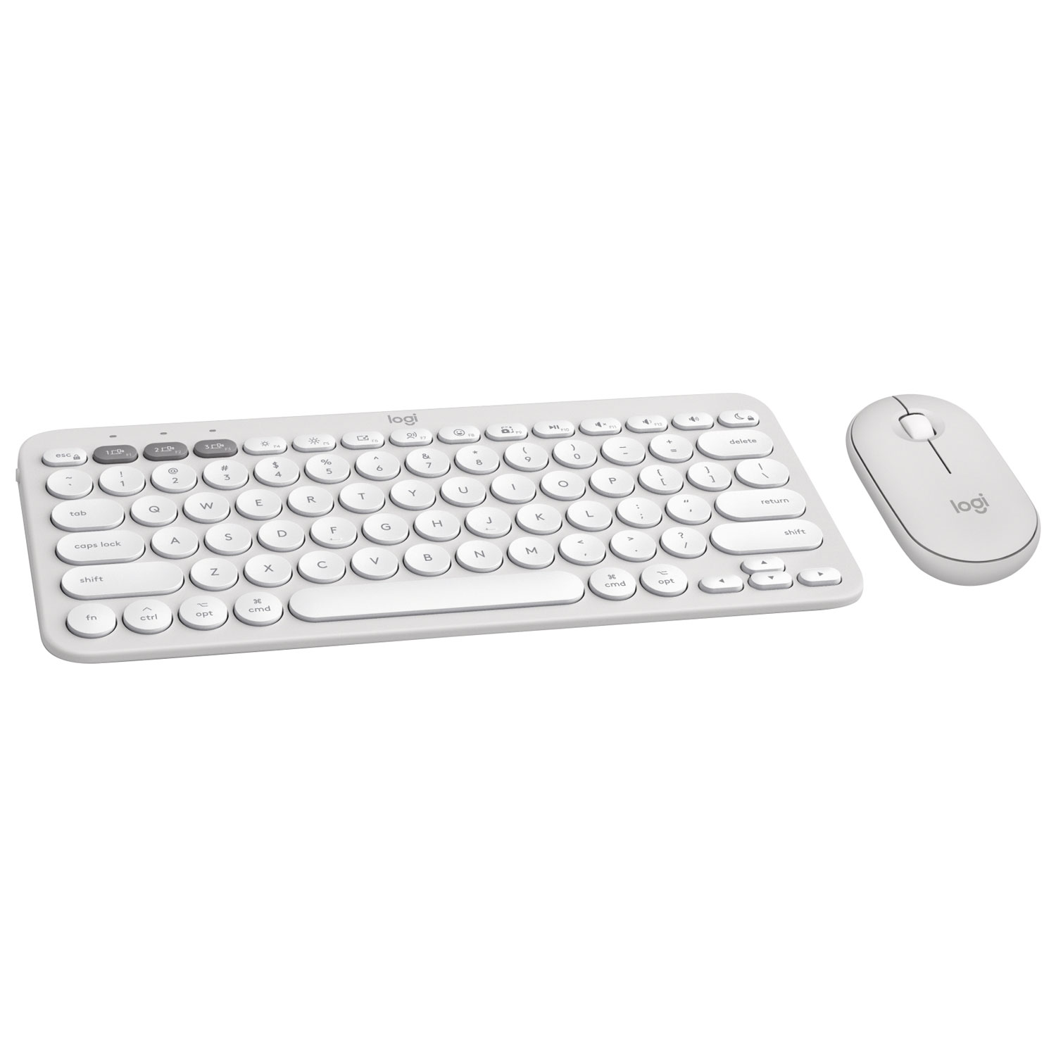 Logitech Pebble 2 Bluetooth Optical Ergonomic Keyboard & Mouse Combo for Mac - White