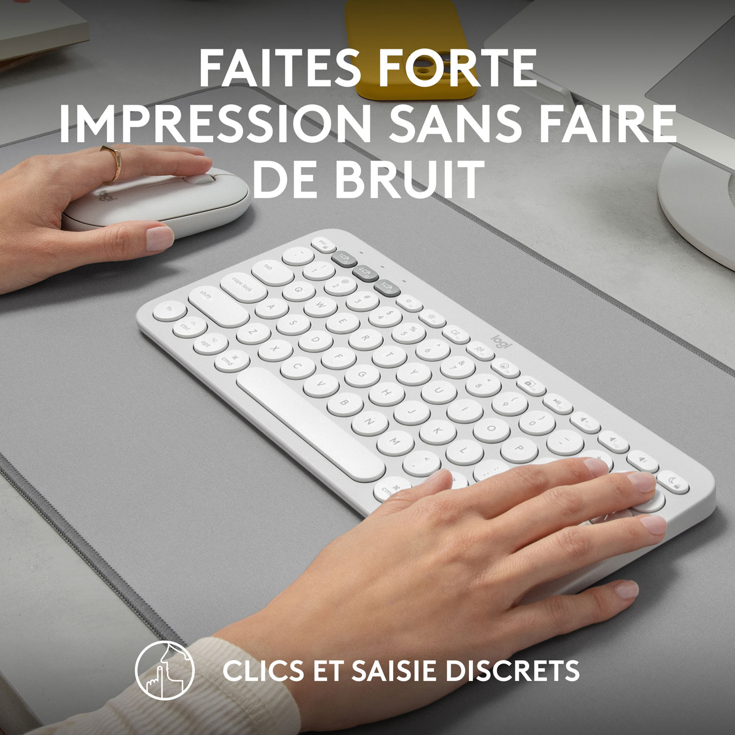 Logitech Pebble 2 Bluetooth Optical Ergonomic Keyboard & Mouse Combo for Mac - White