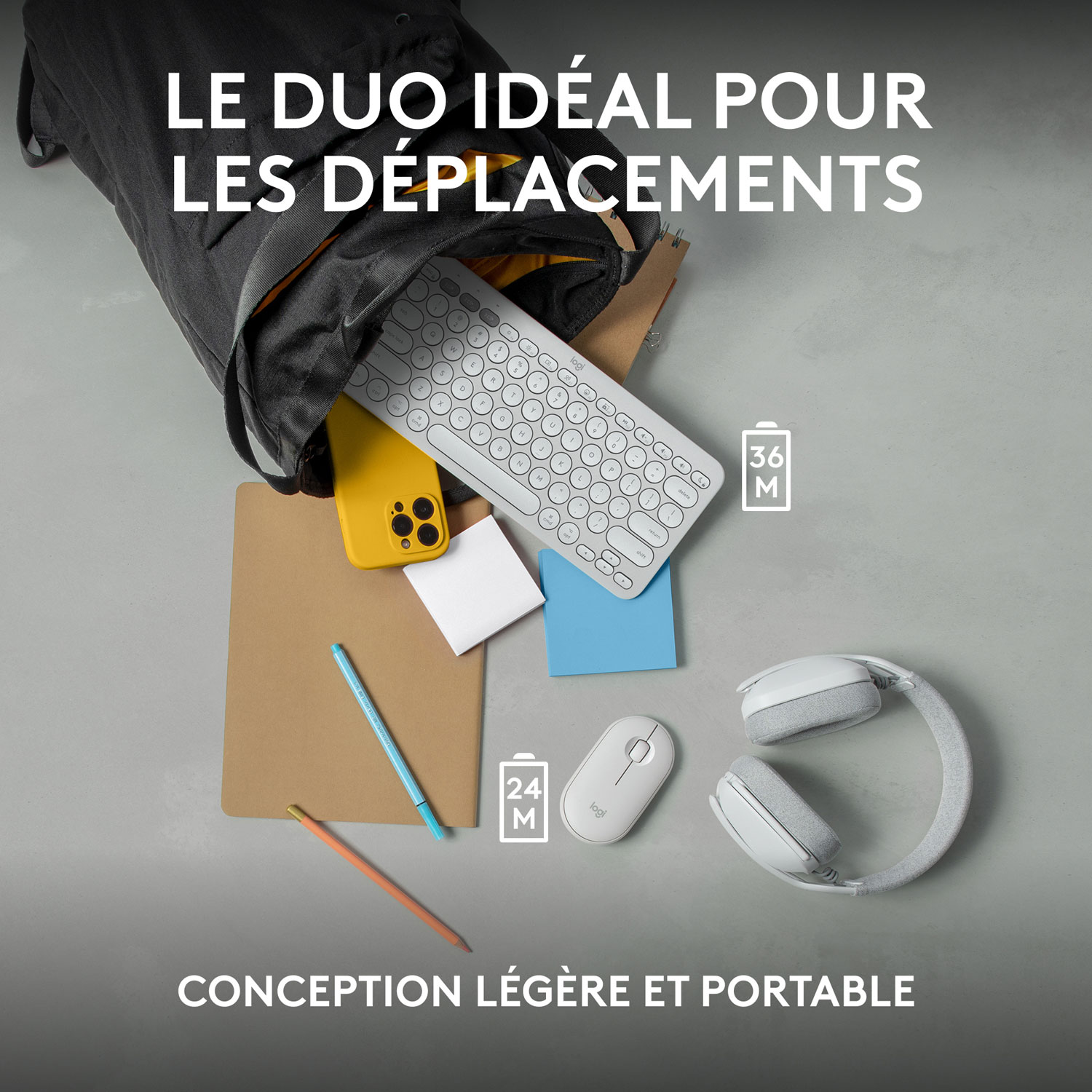 Logitech Pebble 2 Bluetooth Optical Ergonomic Keyboard & Mouse Combo for Mac - White