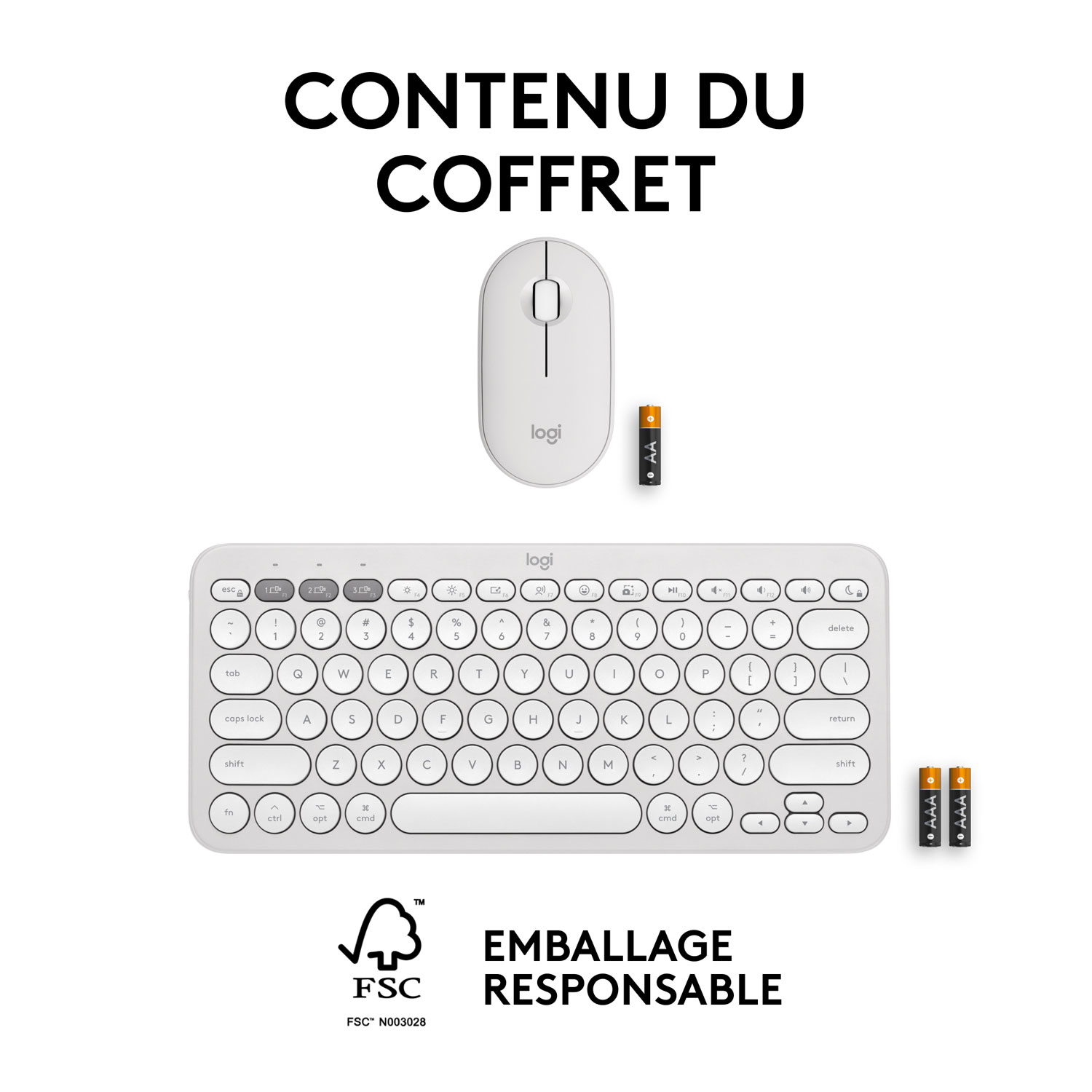 Logitech Pebble 2 Bluetooth Optical Ergonomic Keyboard & Mouse Combo for Mac - White