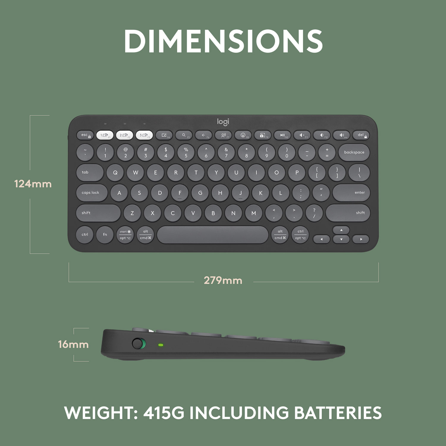 Logitech K380s Wireless Slim TKL Keyboard with Customizable Shortcuts - Tonal Graphite