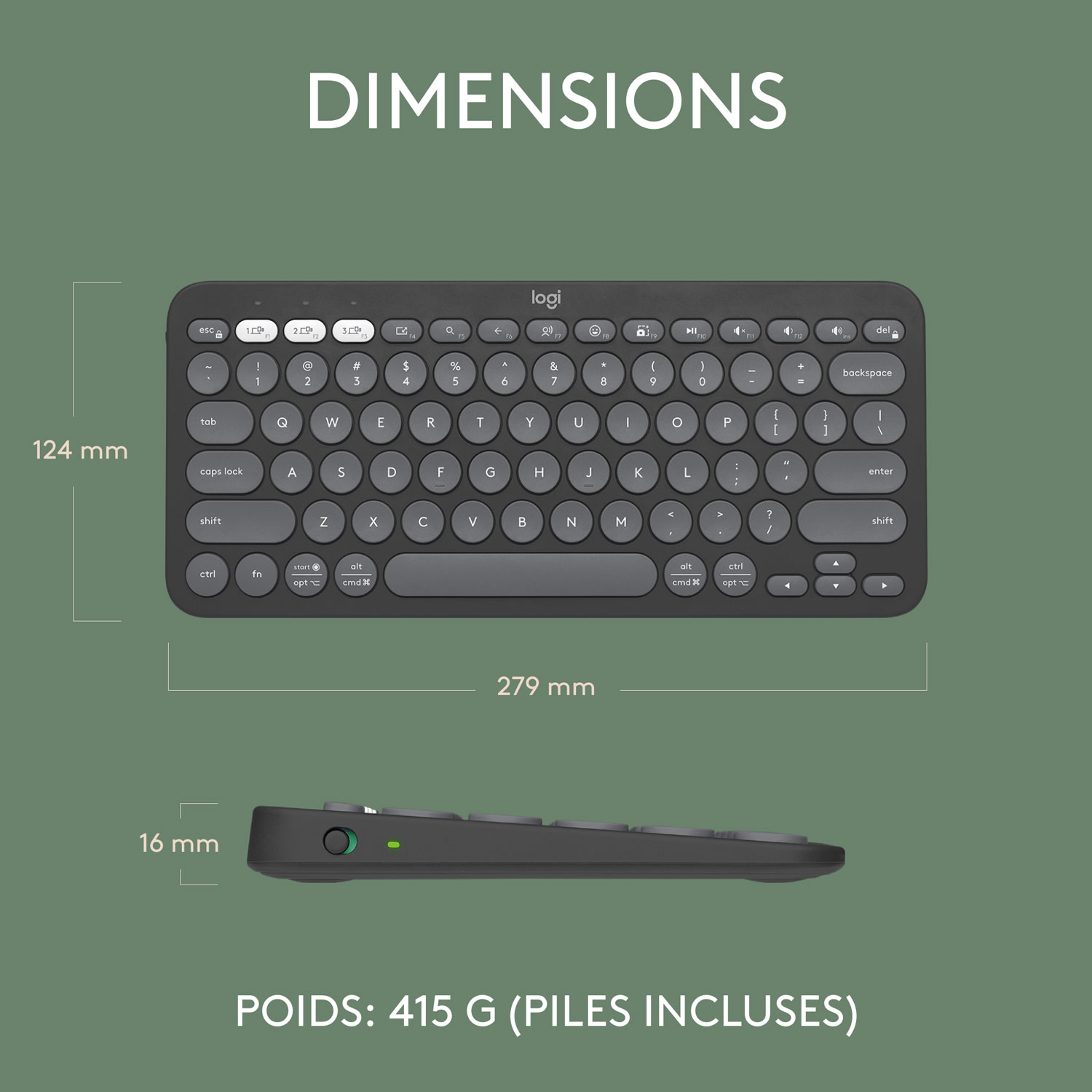Logitech K380s Wireless Slim TKL Keyboard with Customizable Shortcuts - Tonal Graphite