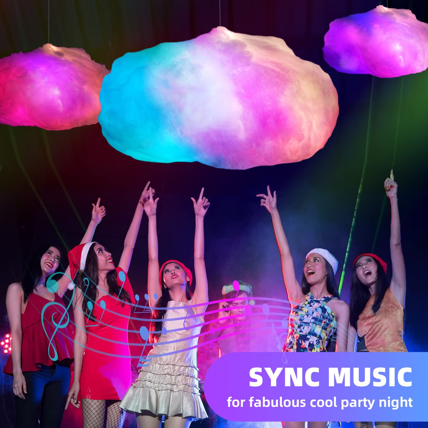 RGB Rainbow LED Cloud Light for Bedroom, Music Sync Floating Glow Cloud Lamp with RF Remote and App Control, Cloud LED Lights Decor for Kid Room,