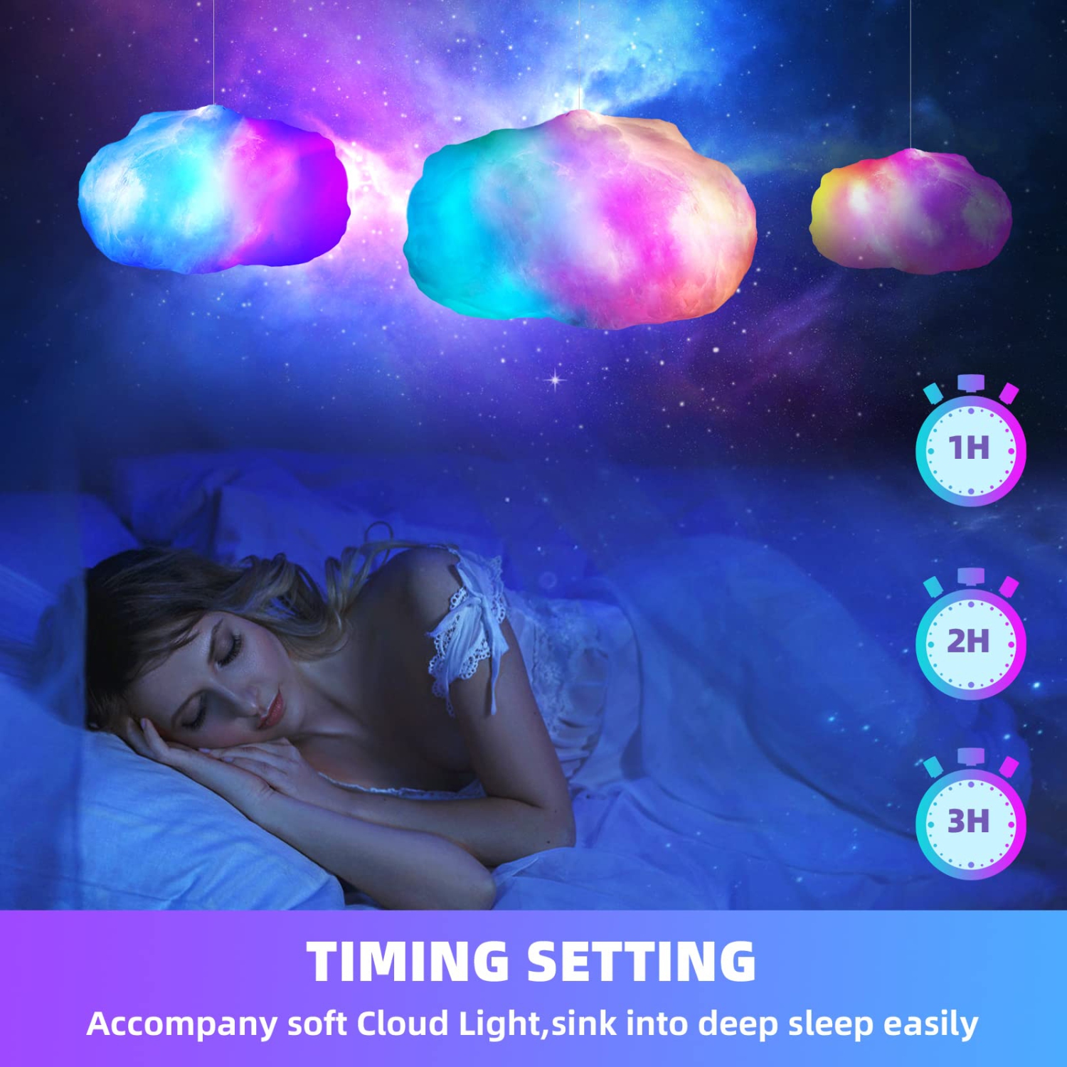 RGB Rainbow LED Cloud Light for Bedroom, Music Sync Floating Glow Cloud Lamp with RF Remote and App Control, Cloud LED Lights Decor for Kid Room,