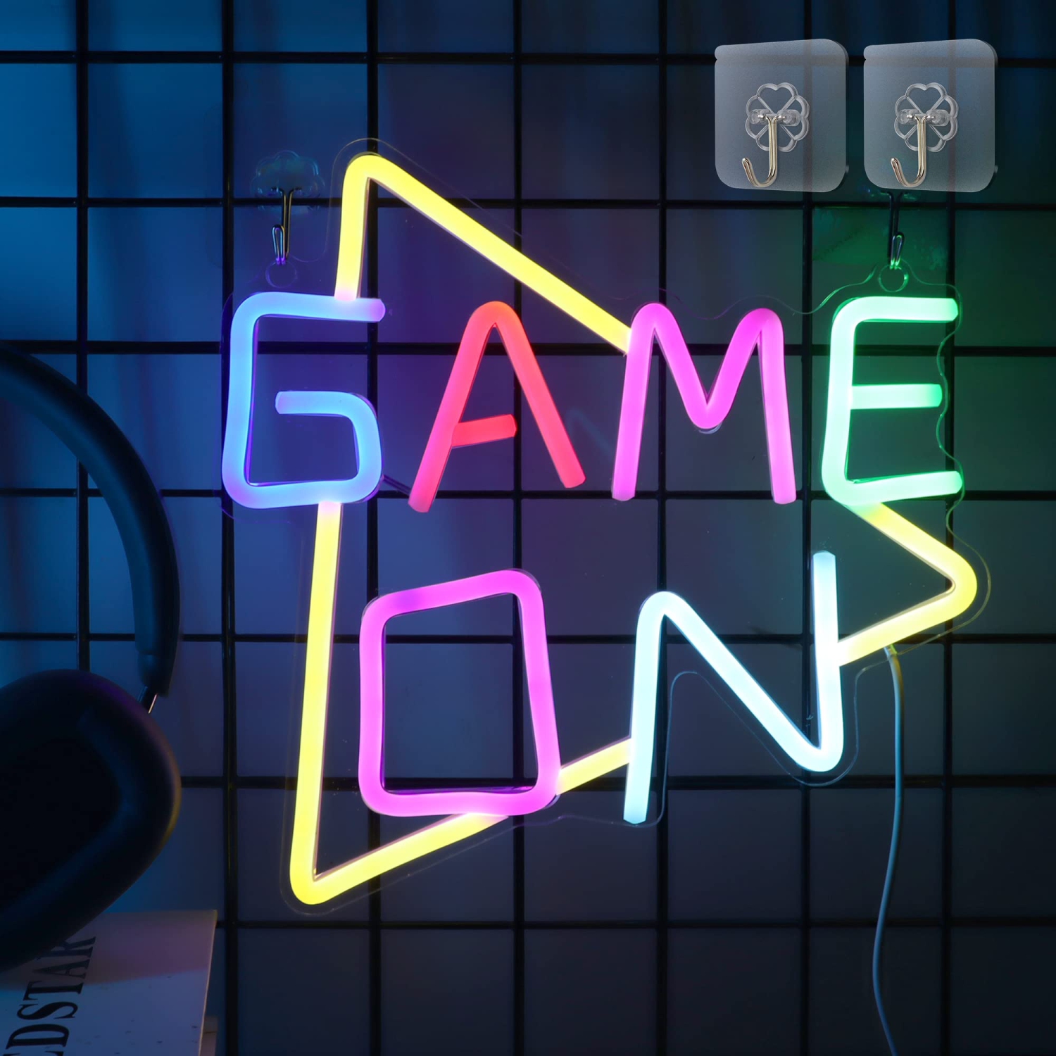 Game On Neon Signs for Gamer Room Decor, Light up Colorful LED Bedside Wall Lamps with USB Powered, Best Birthday Bedroom Creative Gifts for Boys,
